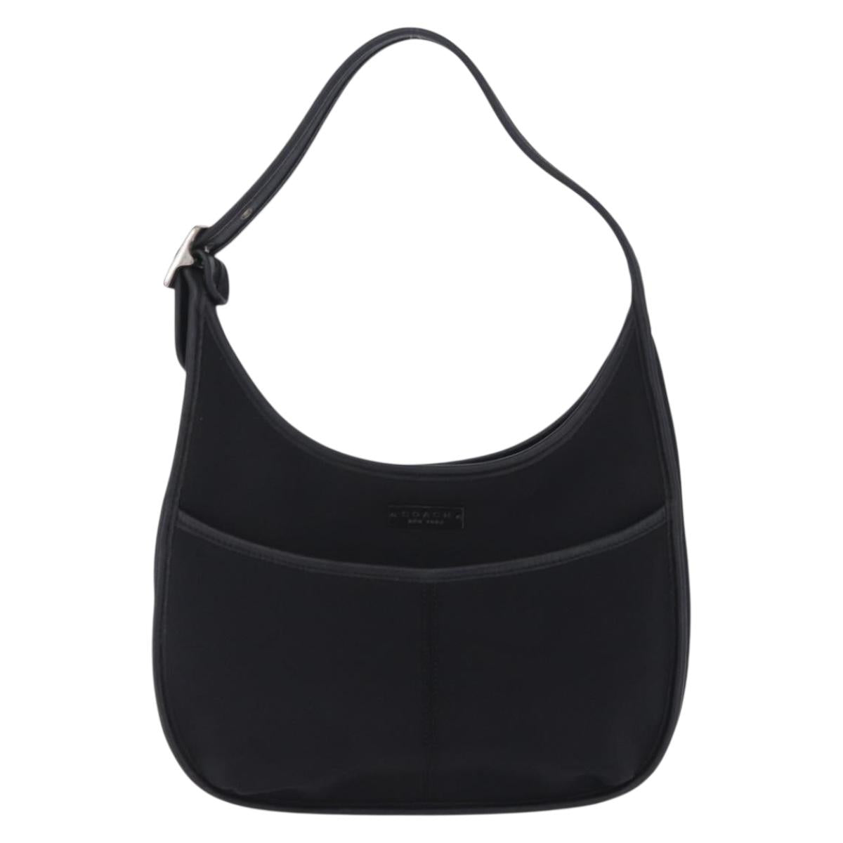 Coach Shoulder Bag Nylon Black Silver Auth ar14243