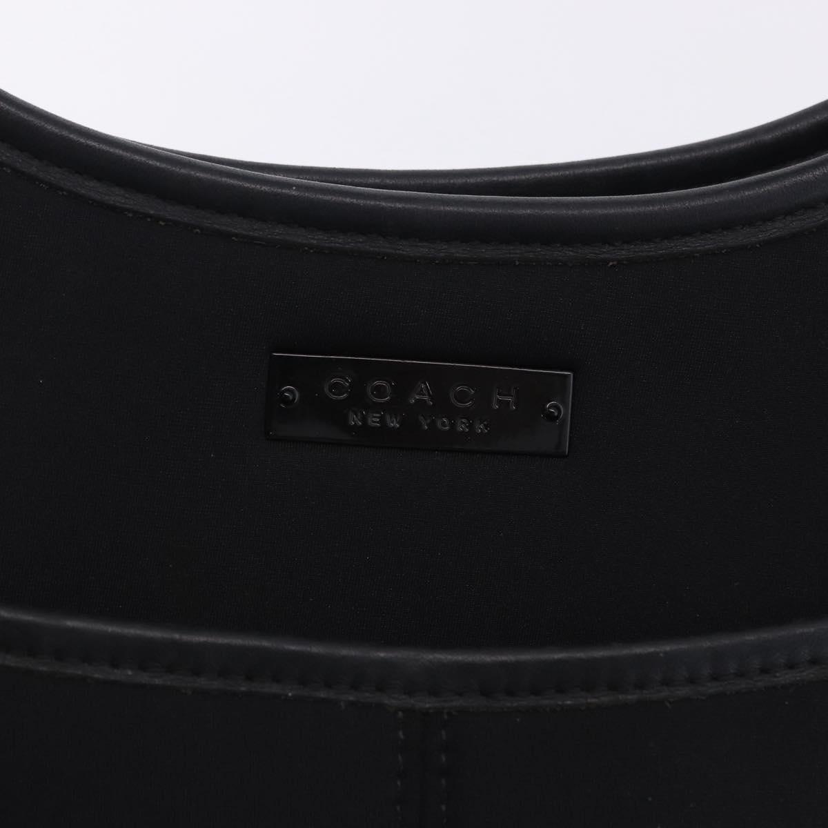 Coach Shoulder Bag Nylon Black Silver Auth ar14243