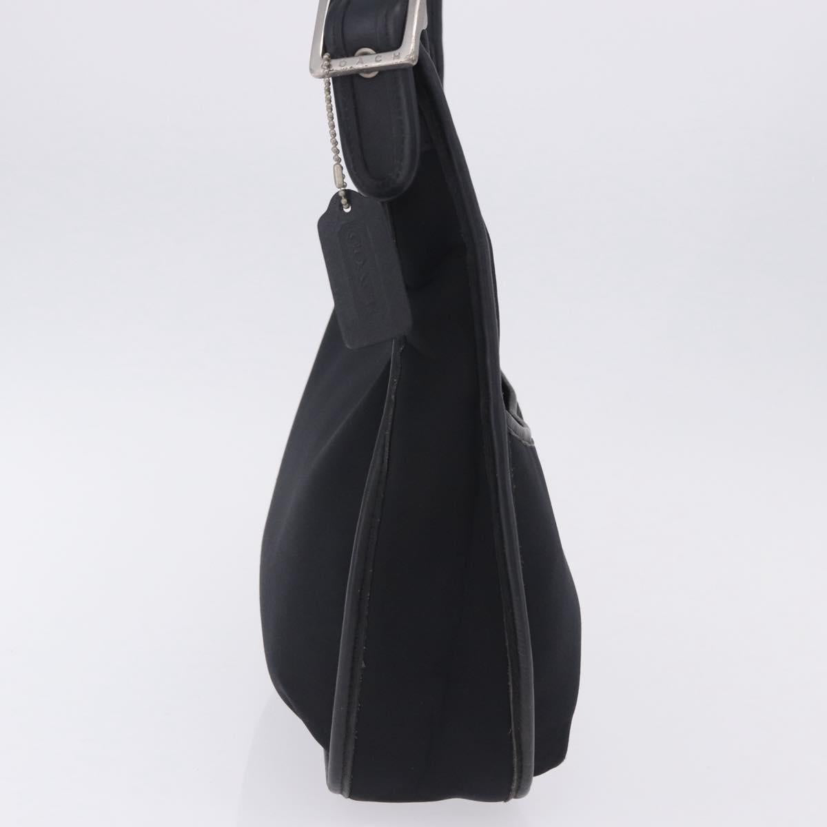 Coach Shoulder Bag Nylon Black Silver Auth ar14243