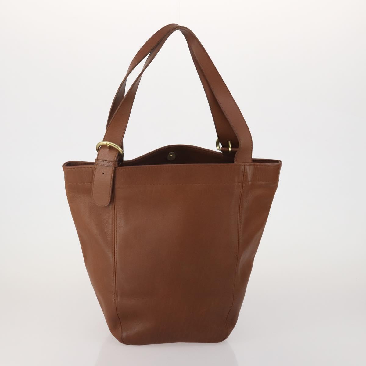 Coach Tote Bag Leather 2 Set Brown Khaki Auth ar14245