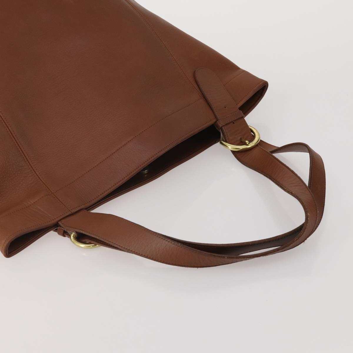 Coach Tote Bag Leather 2 Set Brown Khaki Auth ar14245