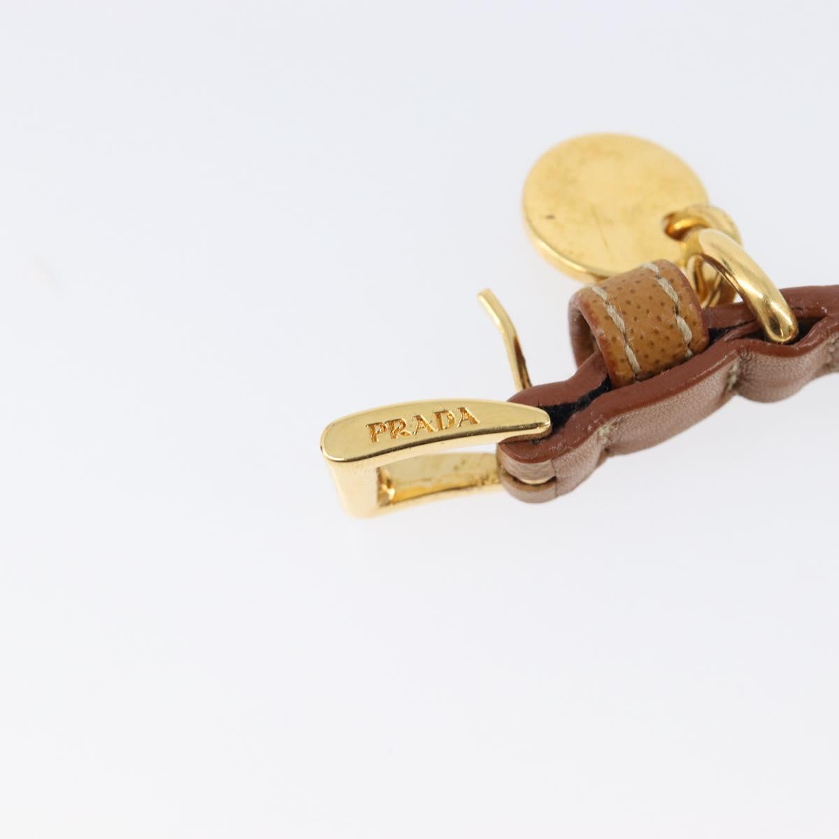 PRADA Bracelet Leather Brown Gold Tone Auth ar14250V