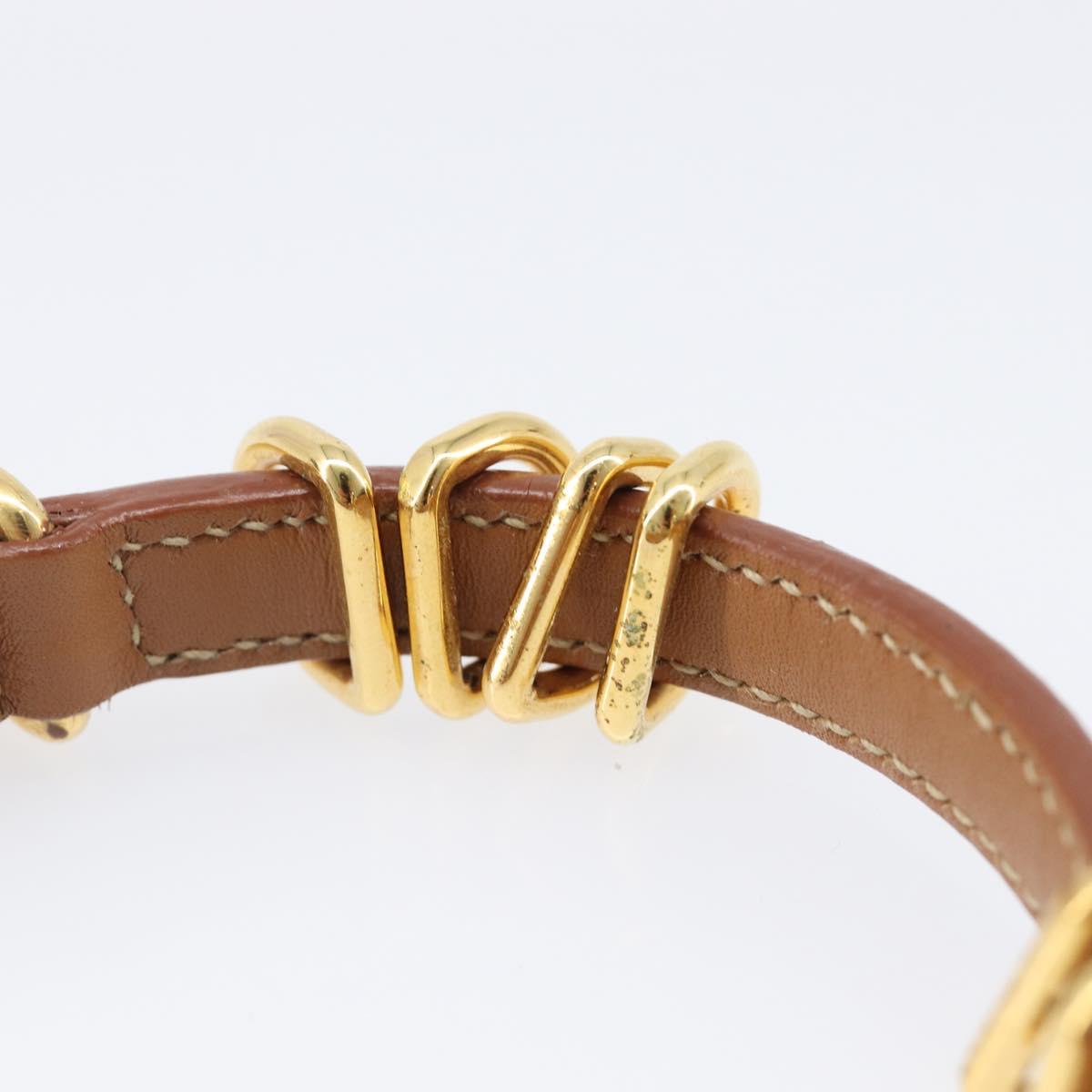 PRADA Bracelet Leather Brown Gold Tone Auth ar14250V