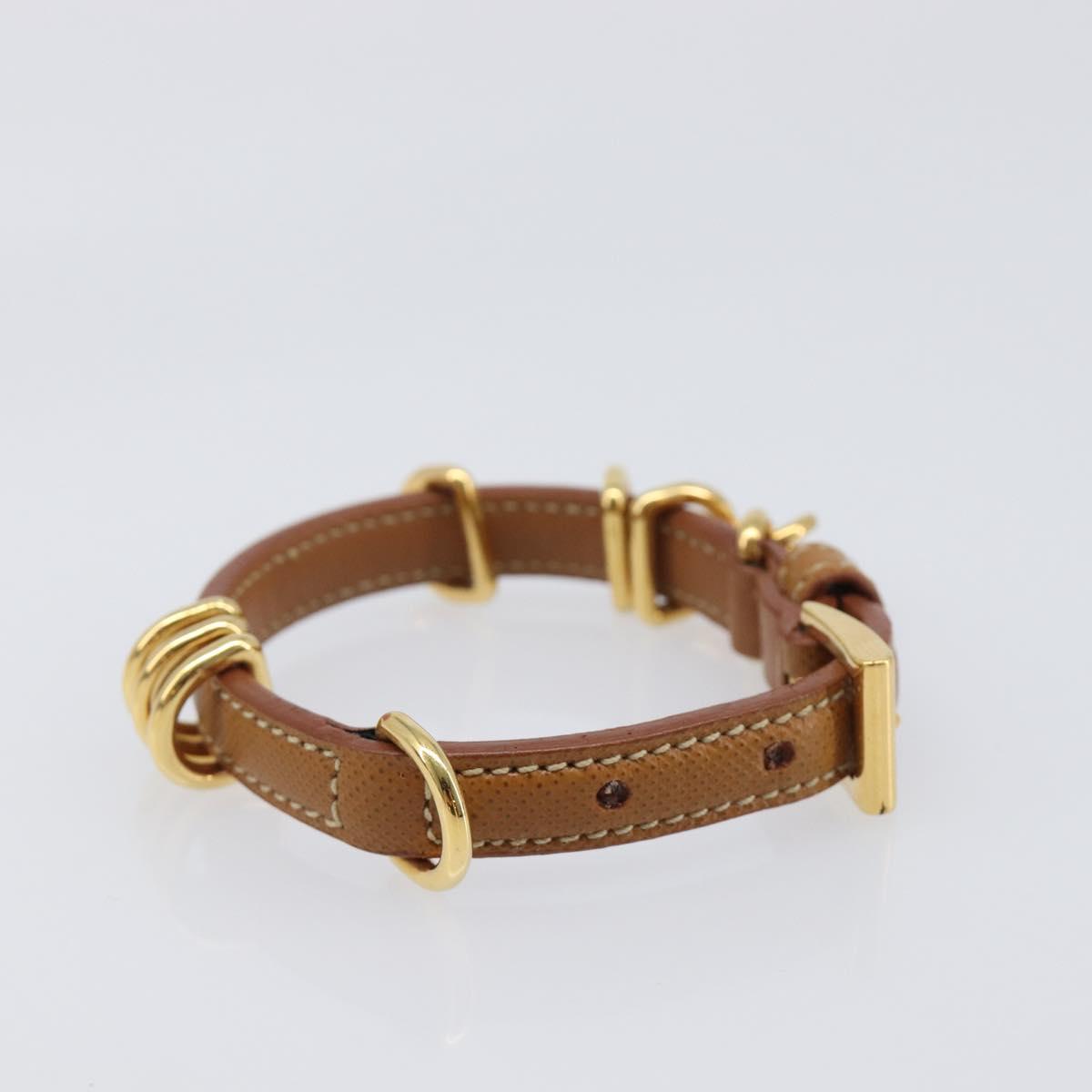 PRADA Bracelet Leather Brown Gold Tone Auth ar14250V