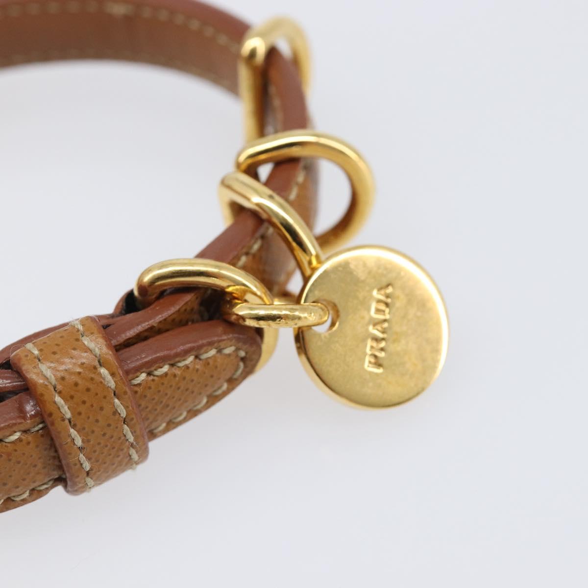 PRADA Bracelet Leather Brown Gold Tone Auth ar14250V