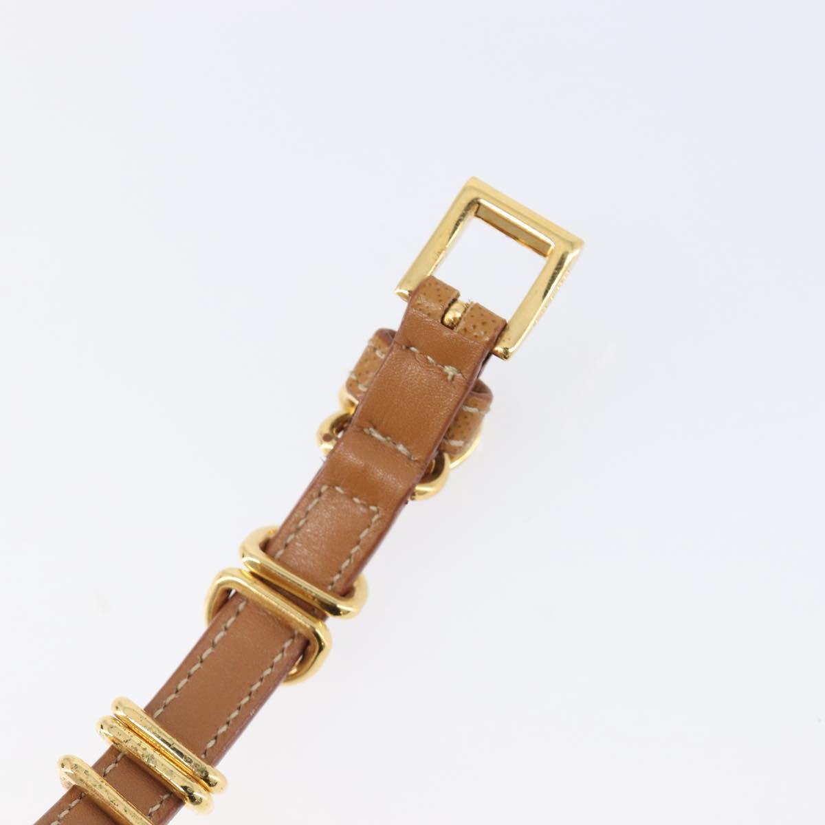 PRADA Bracelet Leather Brown Gold Tone Auth ar14250V
