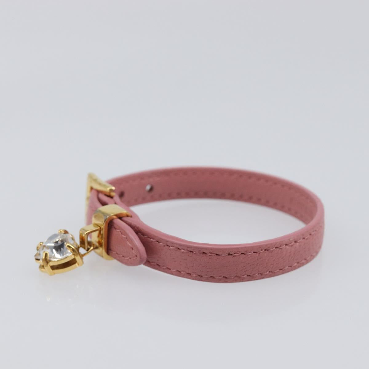 Miu Miu Bracelet Leather Pink Gold Tone Auth ar14251V