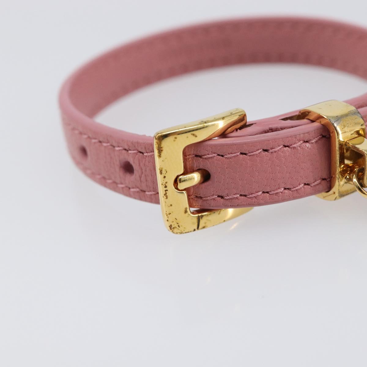 Miu Miu Bracelet Leather Pink Gold Tone Auth ar14251V