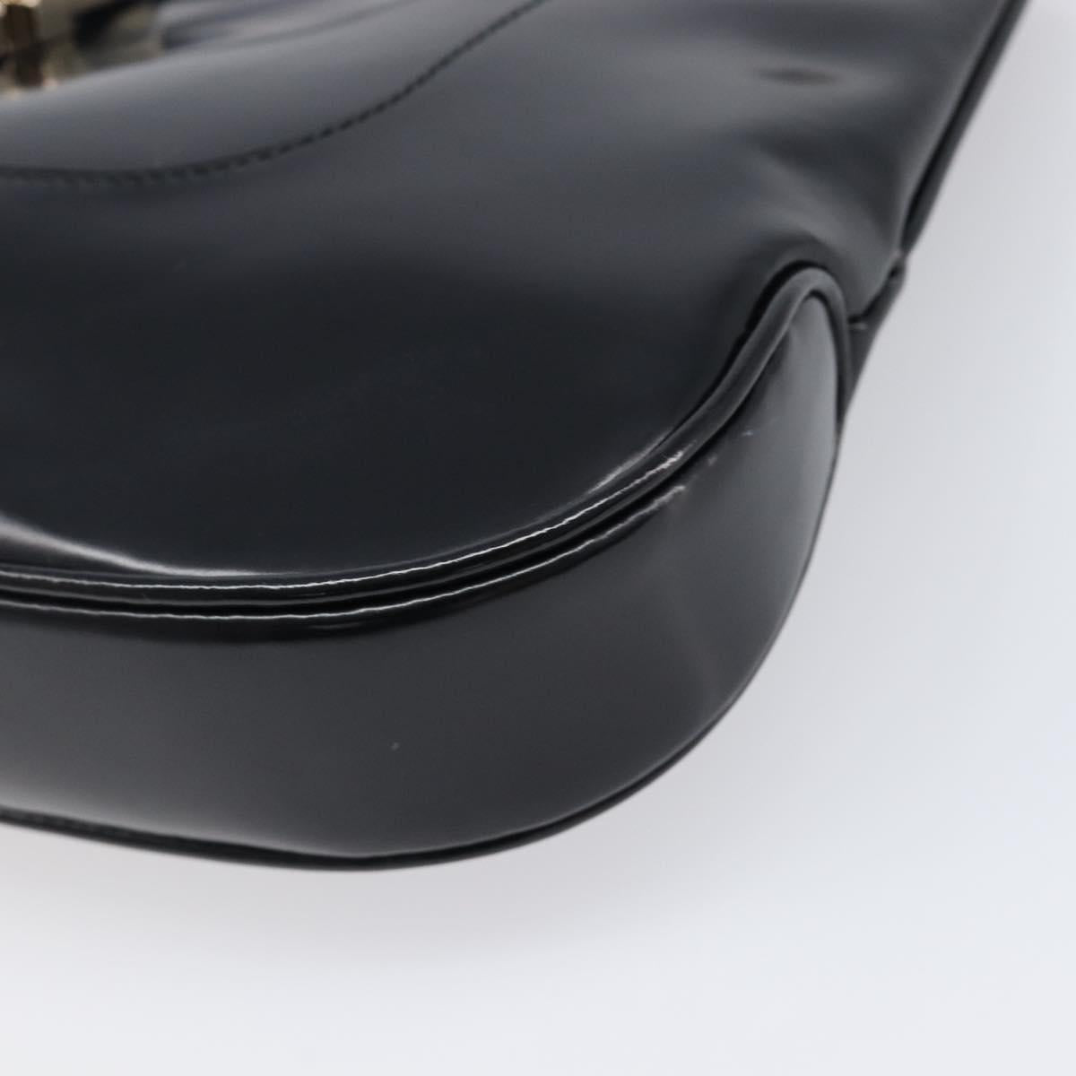 GUCCI Hand Bag Patent Black Gold Tone 001 4150 Auth ar14256V