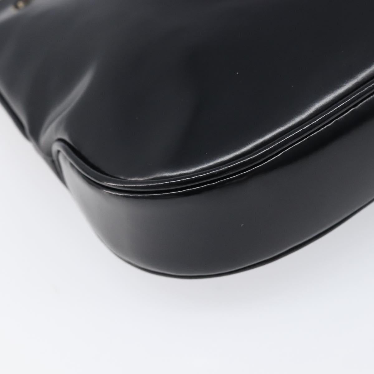 GUCCI Hand Bag Patent Black Gold Tone 001 4150 Auth ar14256V