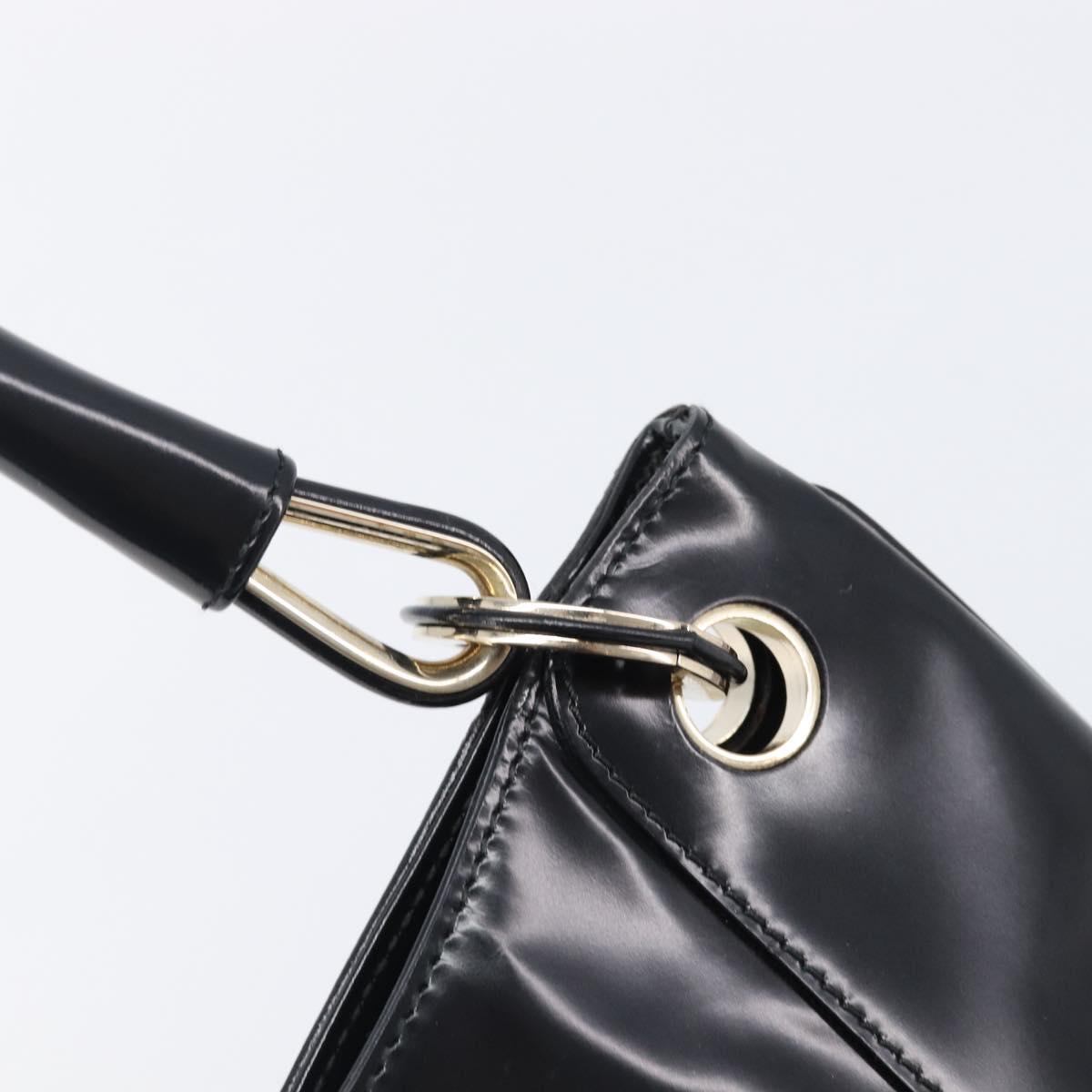 GUCCI Hand Bag Patent Black Gold Tone 001 4150 Auth ar14256V