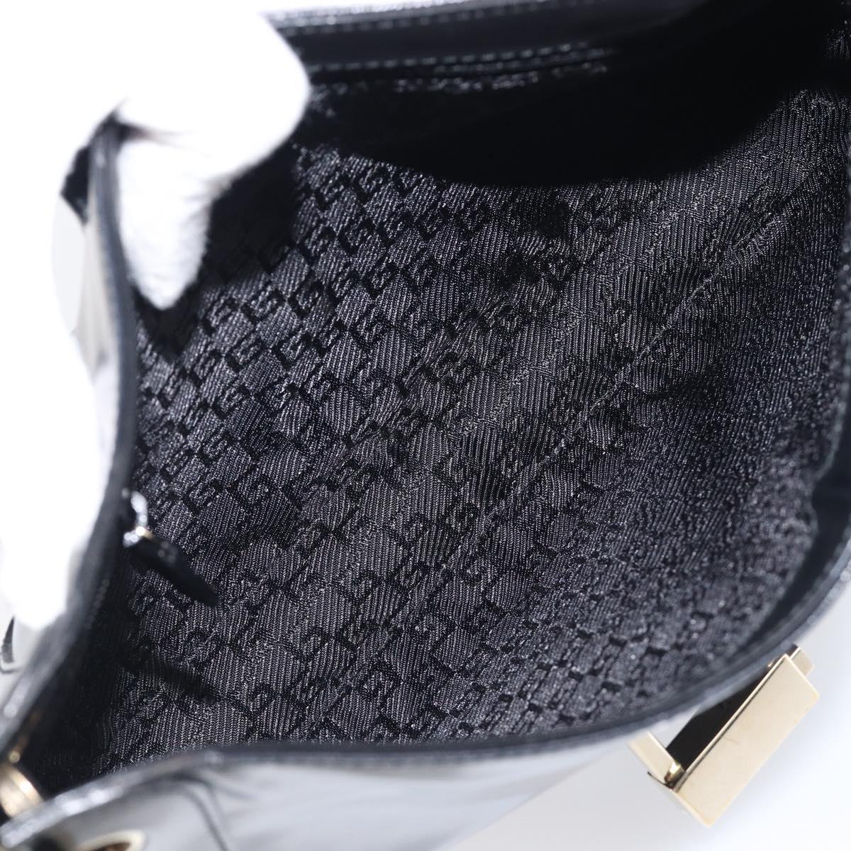 GUCCI Hand Bag Patent Black Gold Tone 001 4150 Auth ar14256V