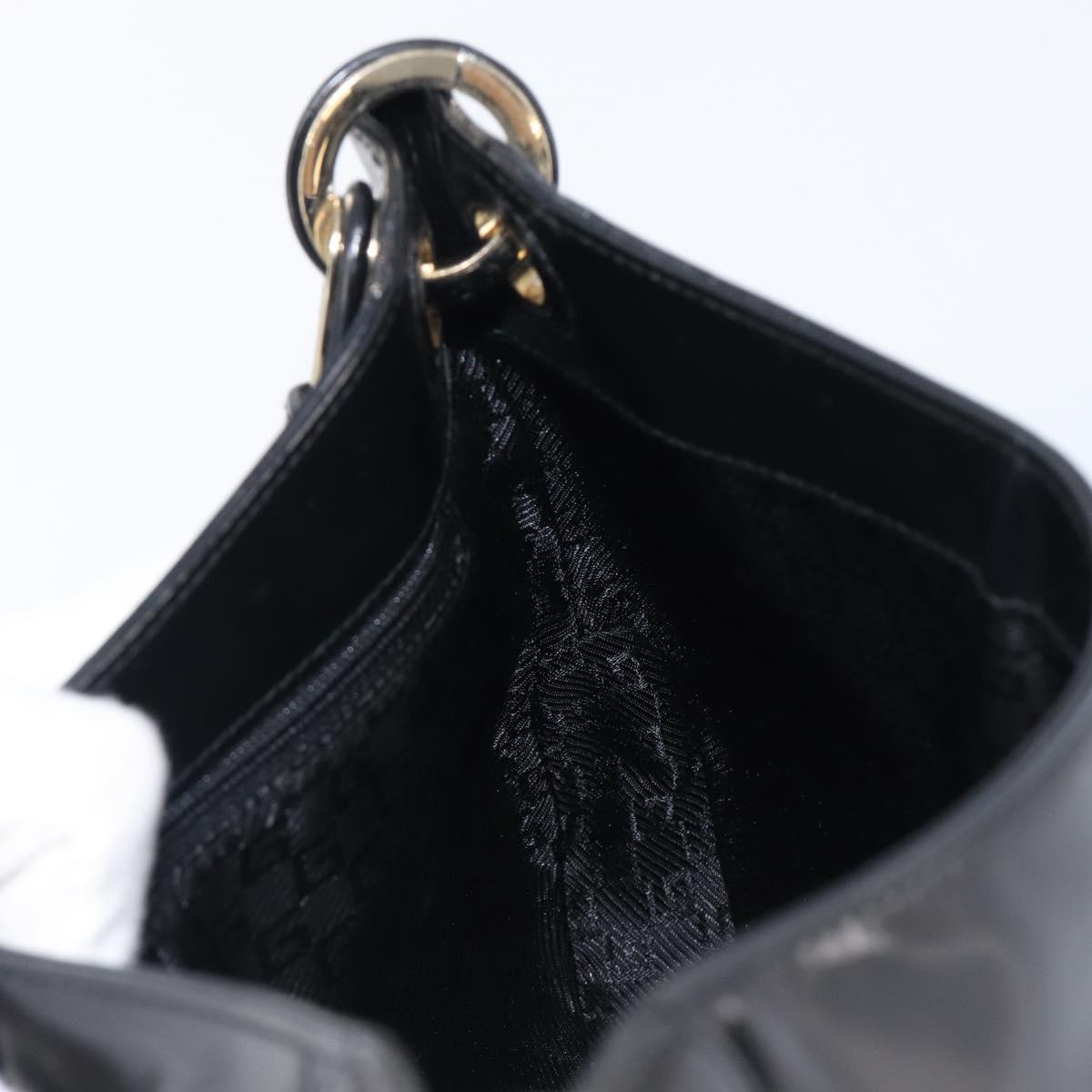 GUCCI Hand Bag Patent Black Gold Tone 001 4150 Auth ar14256V