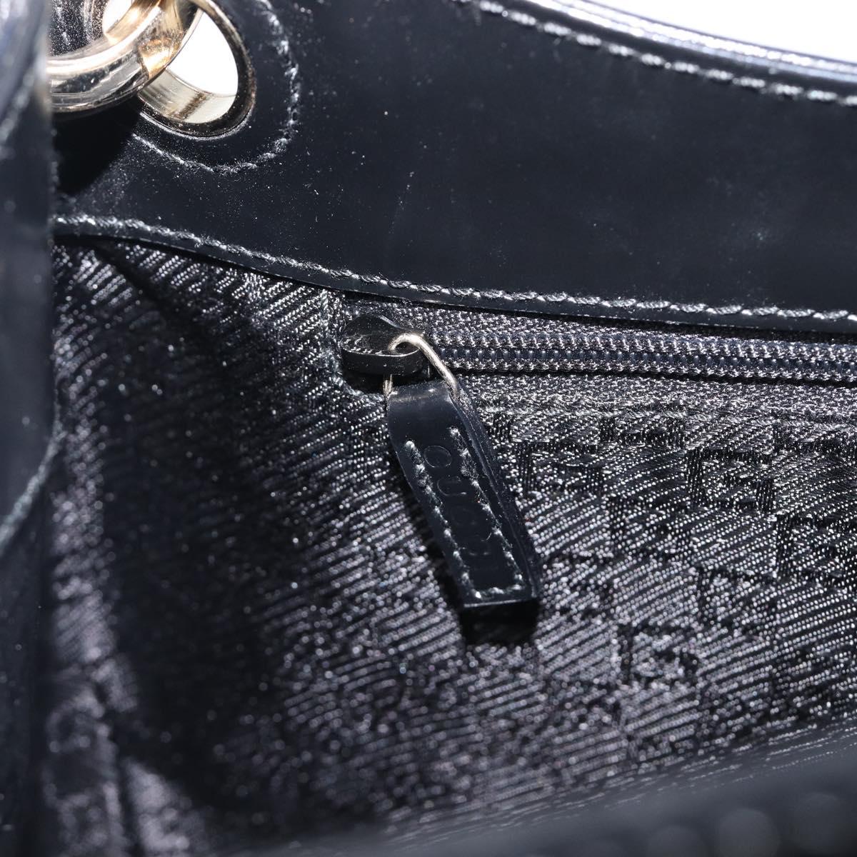 GUCCI Hand Bag Patent Black Gold Tone 001 4150 Auth ar14256V