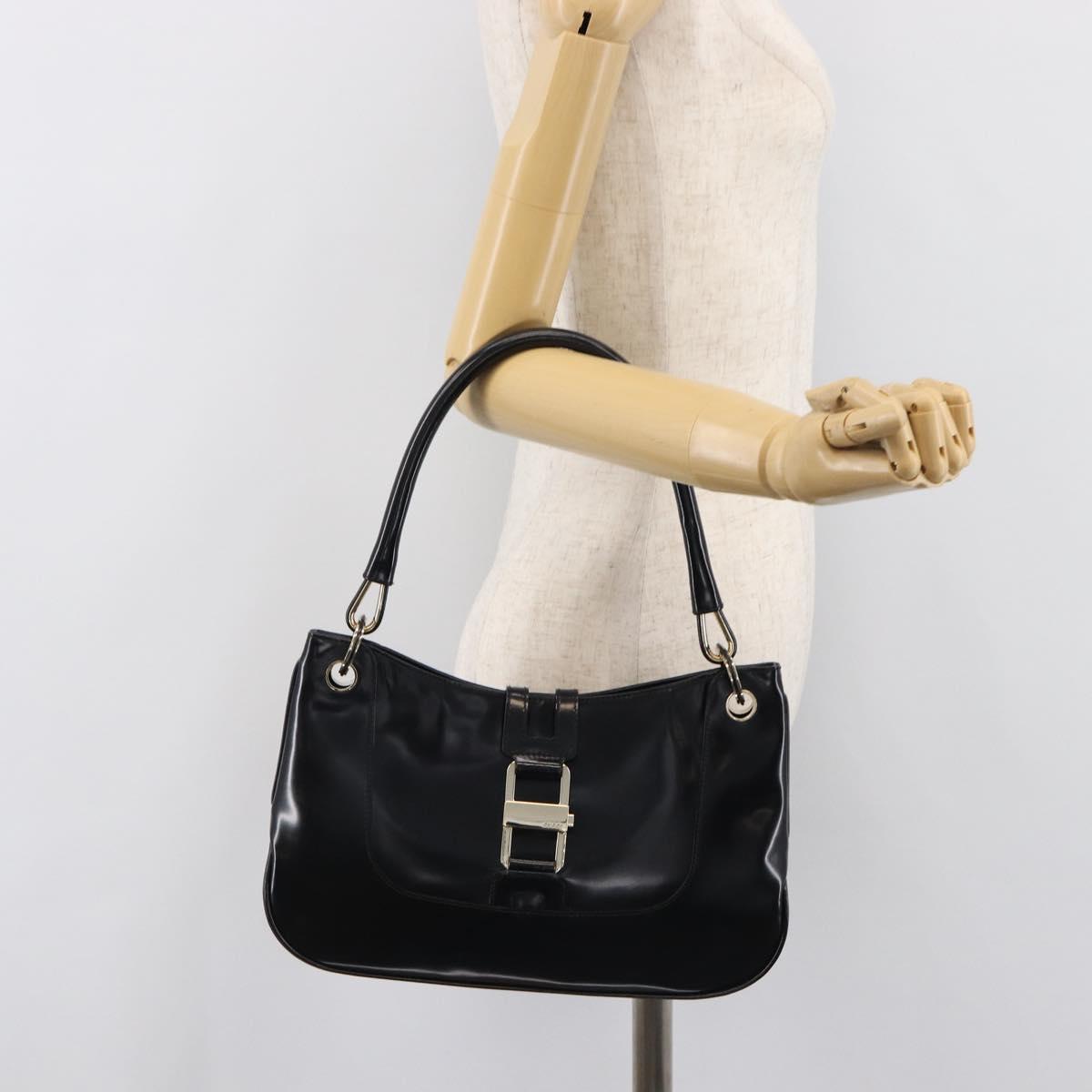 GUCCI Hand Bag Patent Black Gold Tone 001 4150 Auth ar14256V