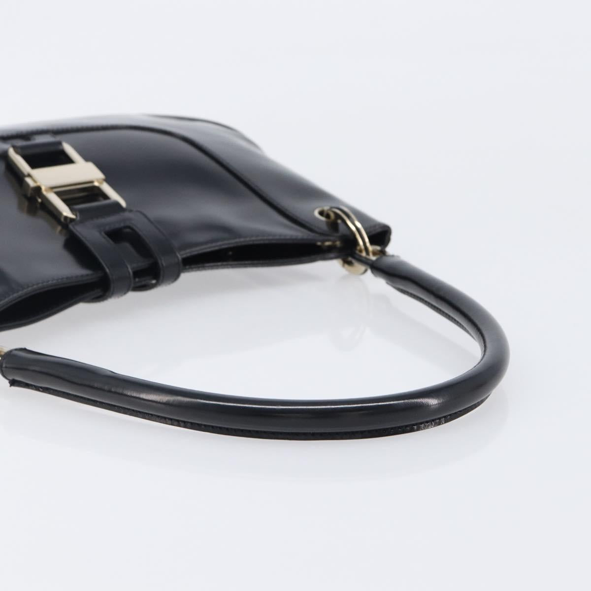 GUCCI Hand Bag Patent Black Gold Tone 001 4150 Auth ar14256V