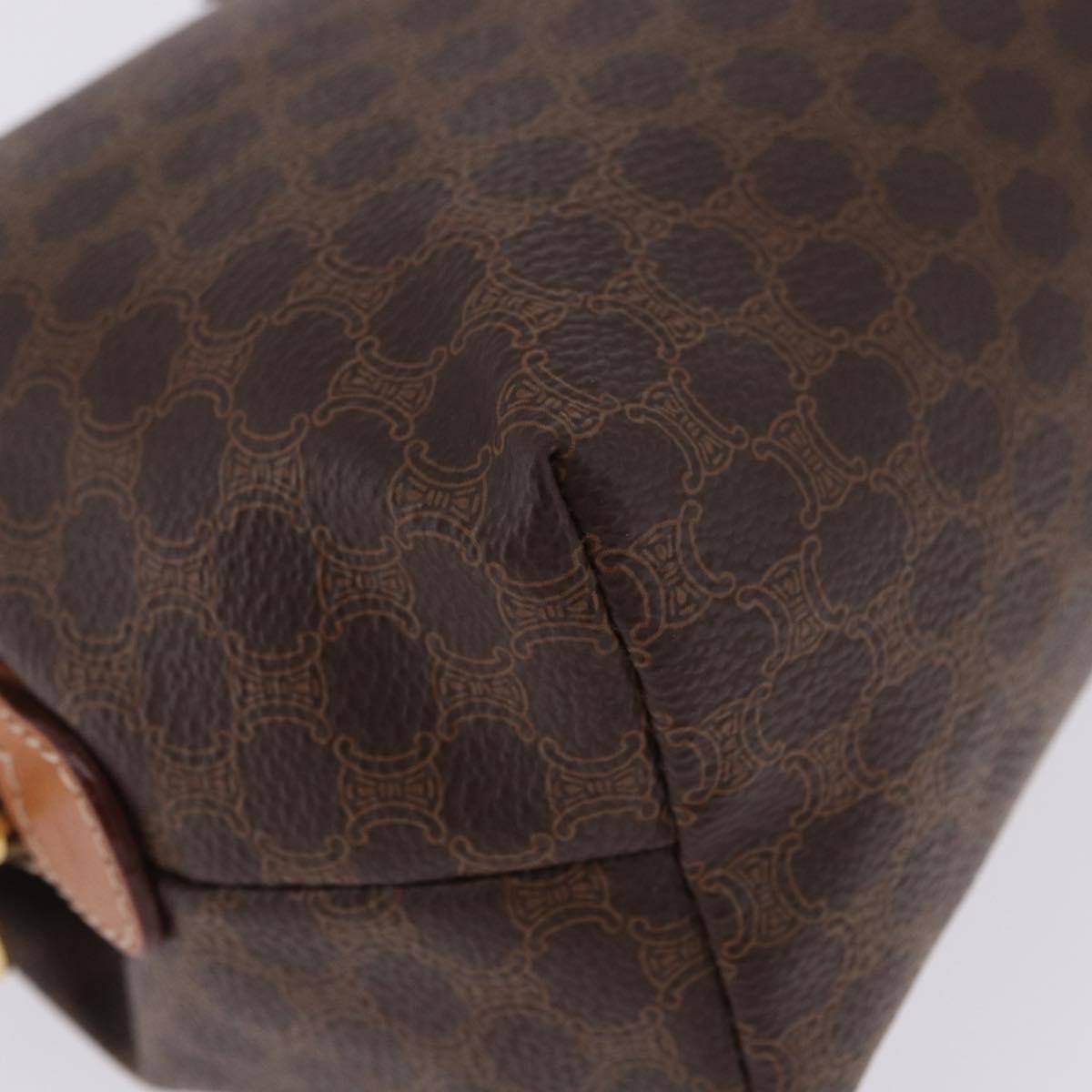 CELINE Macadam Pouch PVC Leather Brown Gold Tone Auth ar14260A