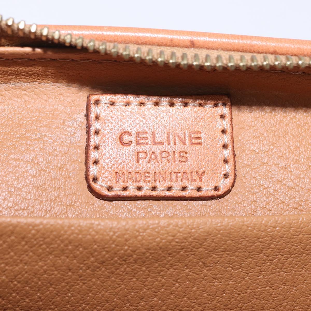 CELINE Macadam Pouch PVC Leather Brown Gold Tone Auth ar14260A