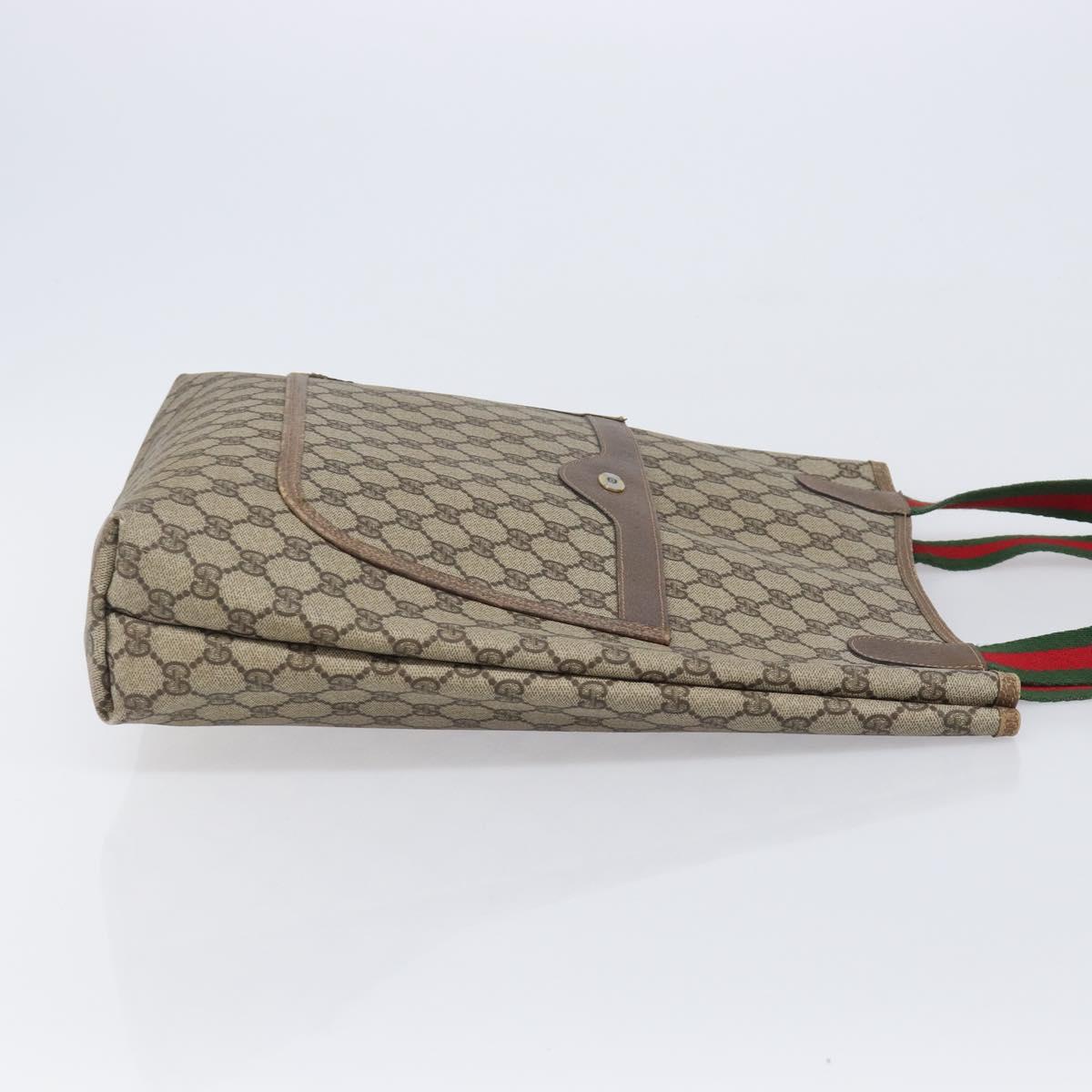 GUCCI GG Supreme Web Sherry Line Tote Bag PVC Beige Gold 39 02 003 Auth ar14261