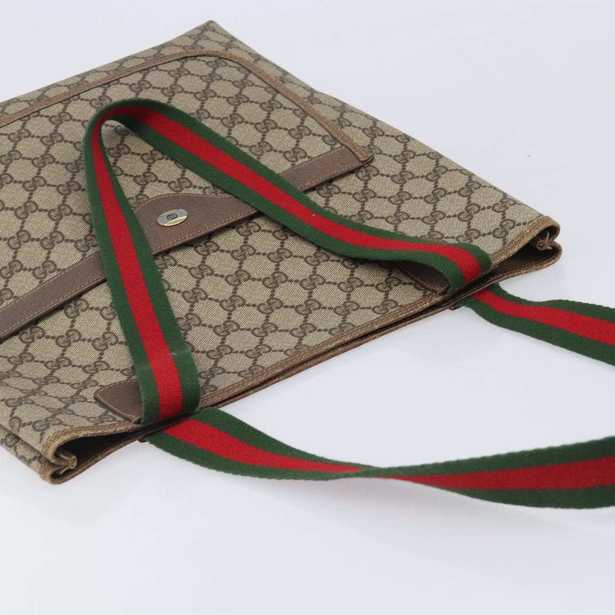 GUCCI GG Supreme Web Sherry Line Tote Bag PVC Beige Gold 39 02 003 Auth ar14261