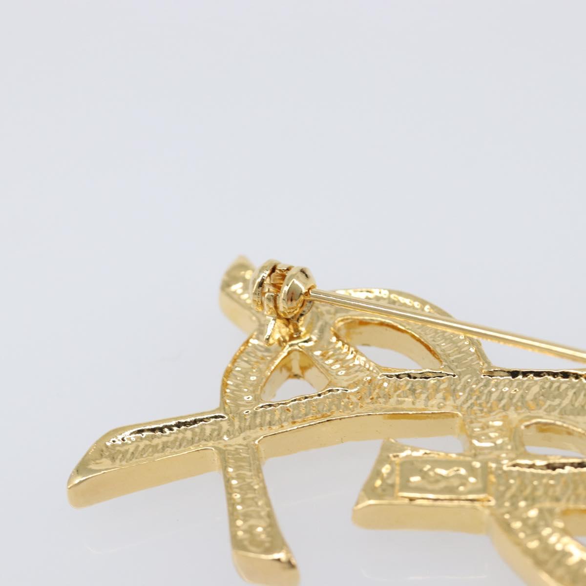 SAINT LAURENT Brooch Metal Gold Tone Auth ar14262M