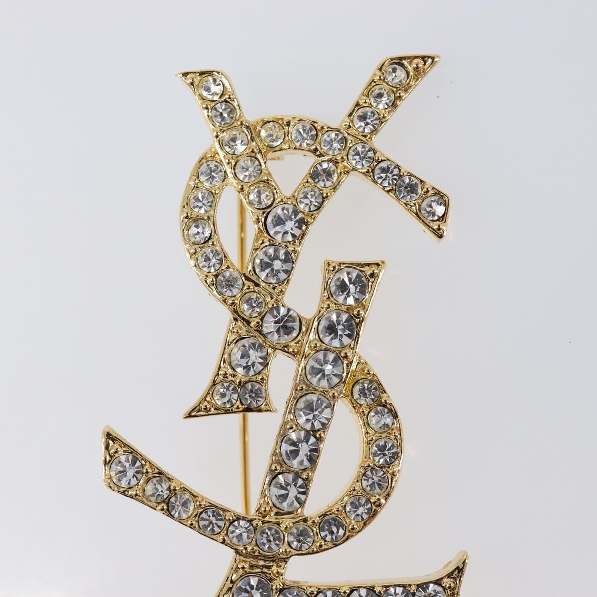 SAINT LAURENT Brooch Metal Gold Tone Auth ar14262M