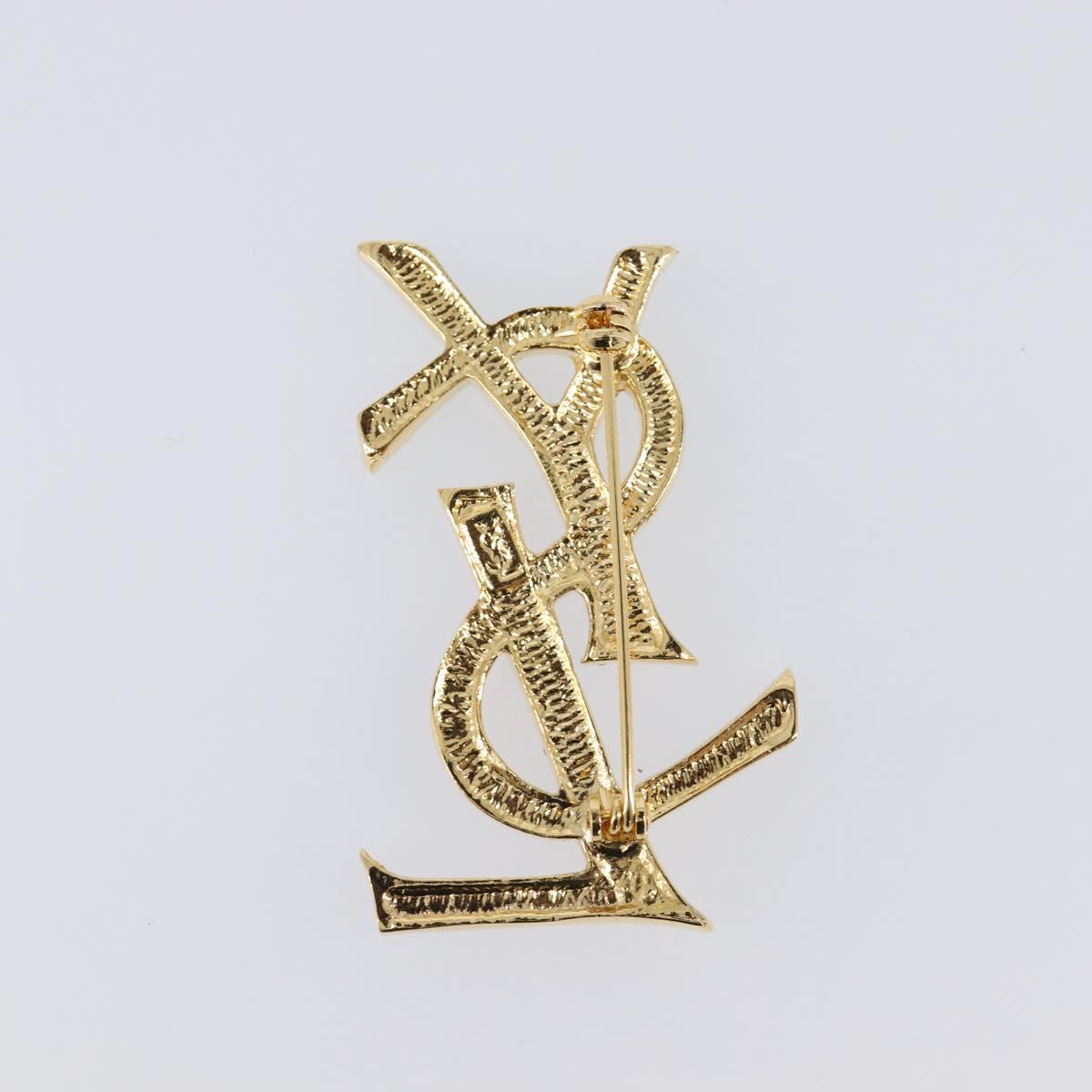 SAINT LAURENT Brooch Metal Gold Tone Auth ar14262M