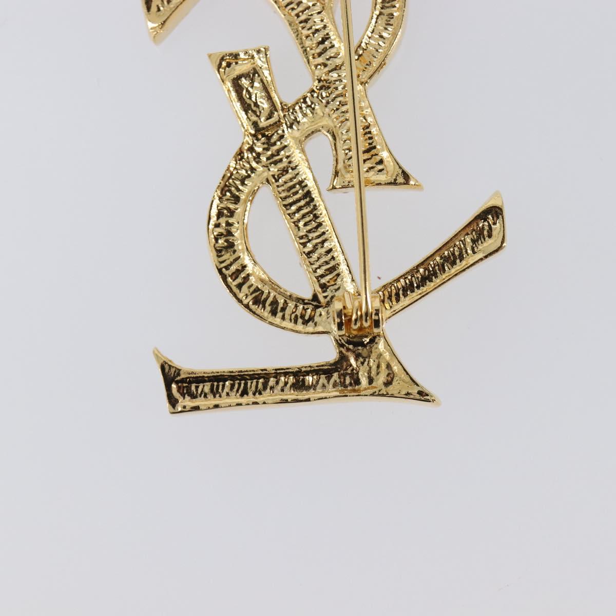 SAINT LAURENT Brooch Metal Gold Tone Auth ar14262M
