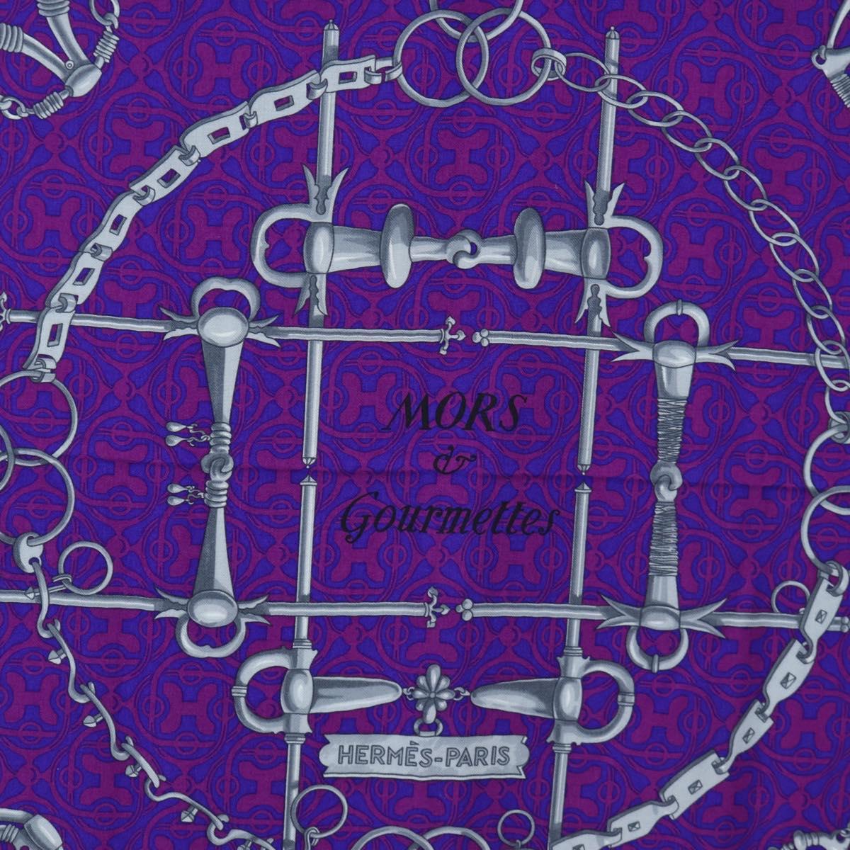 HERMES Carre 140 Scarf Cashmere Navy Purple Auth ar14266M