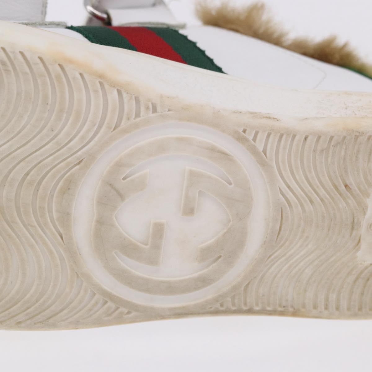 GUCCI Web Sherry Line Kids Shoes Leather White Auth ar14270