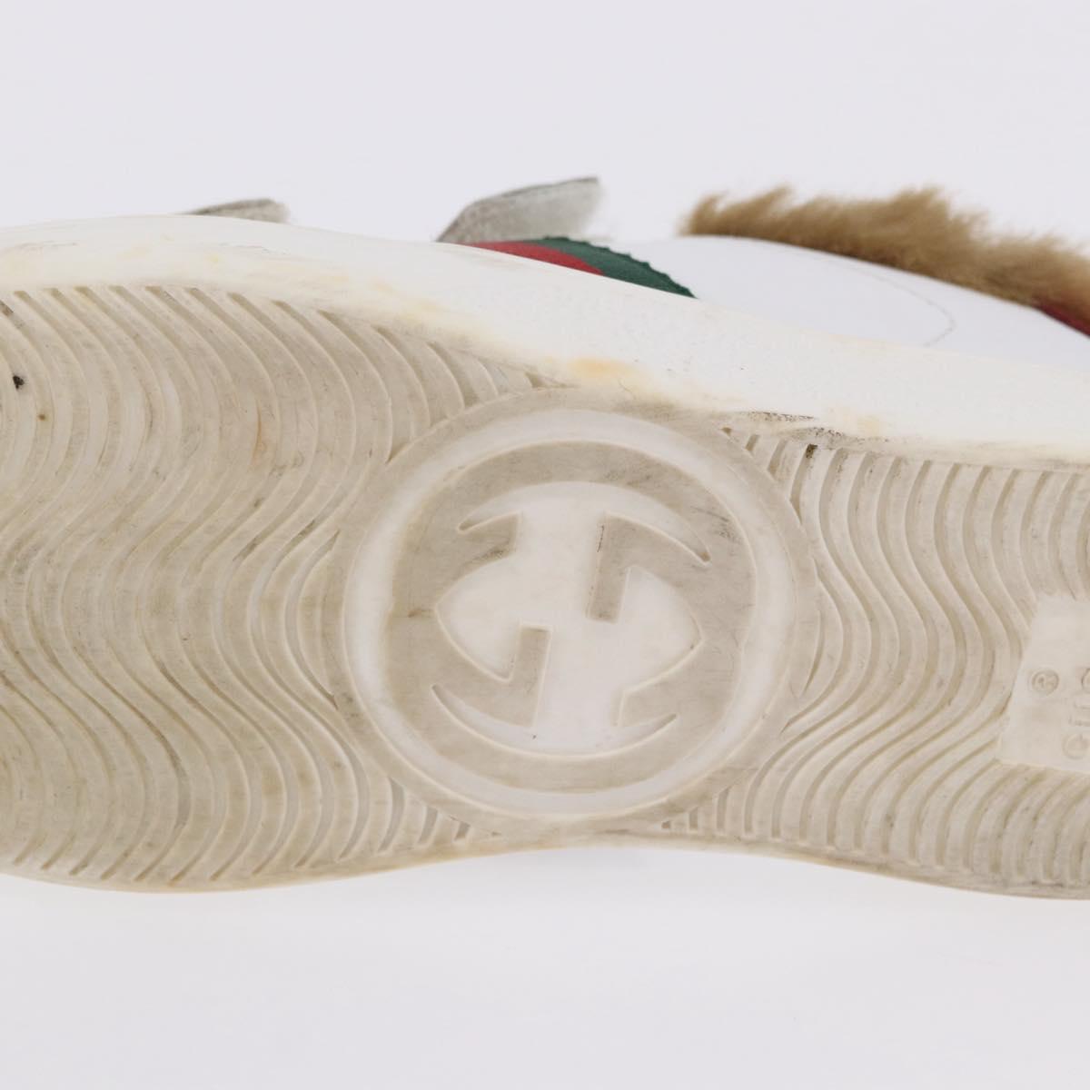 GUCCI Web Sherry Line Kids Shoes Leather White Auth ar14270