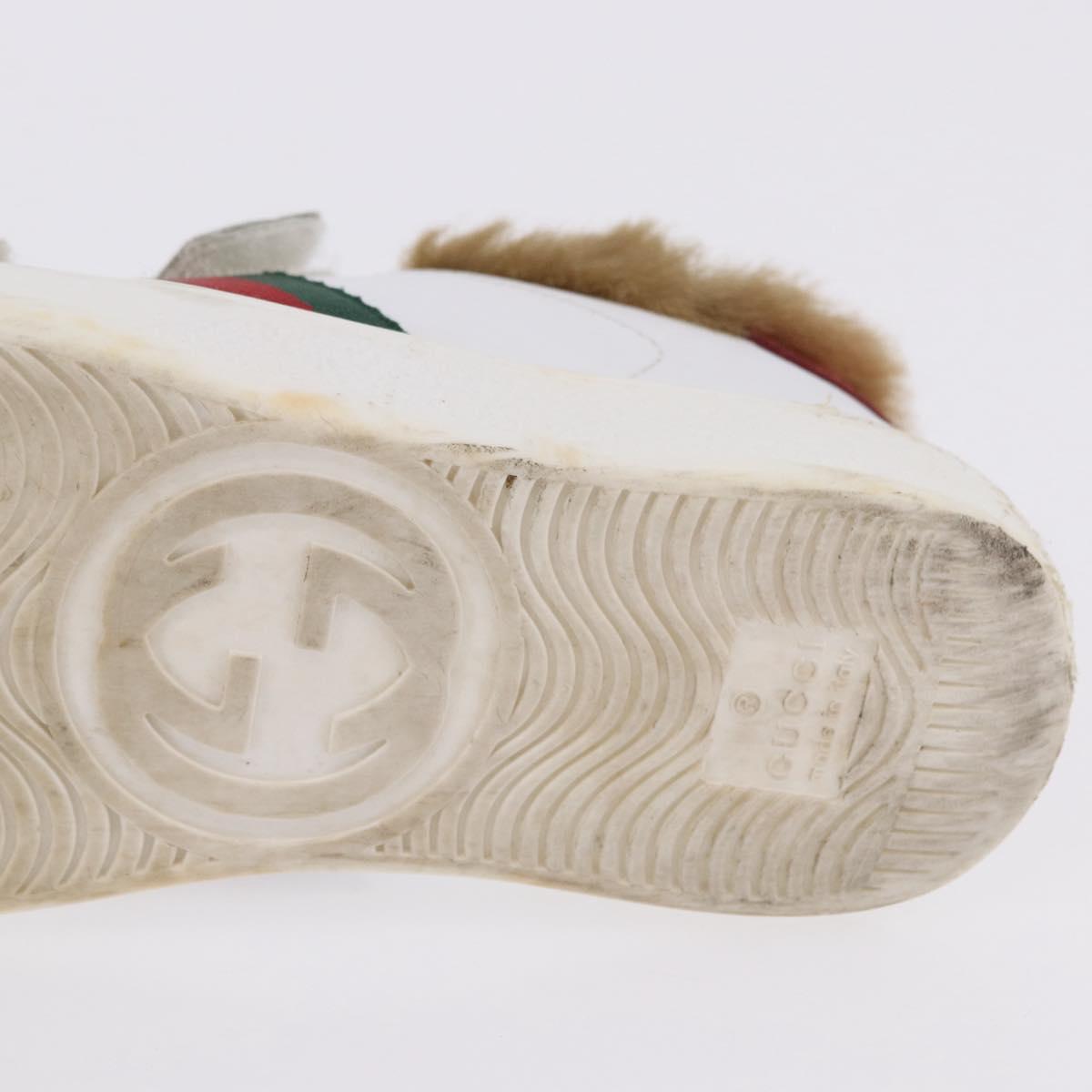 GUCCI Web Sherry Line Kids Shoes Leather White Auth ar14270