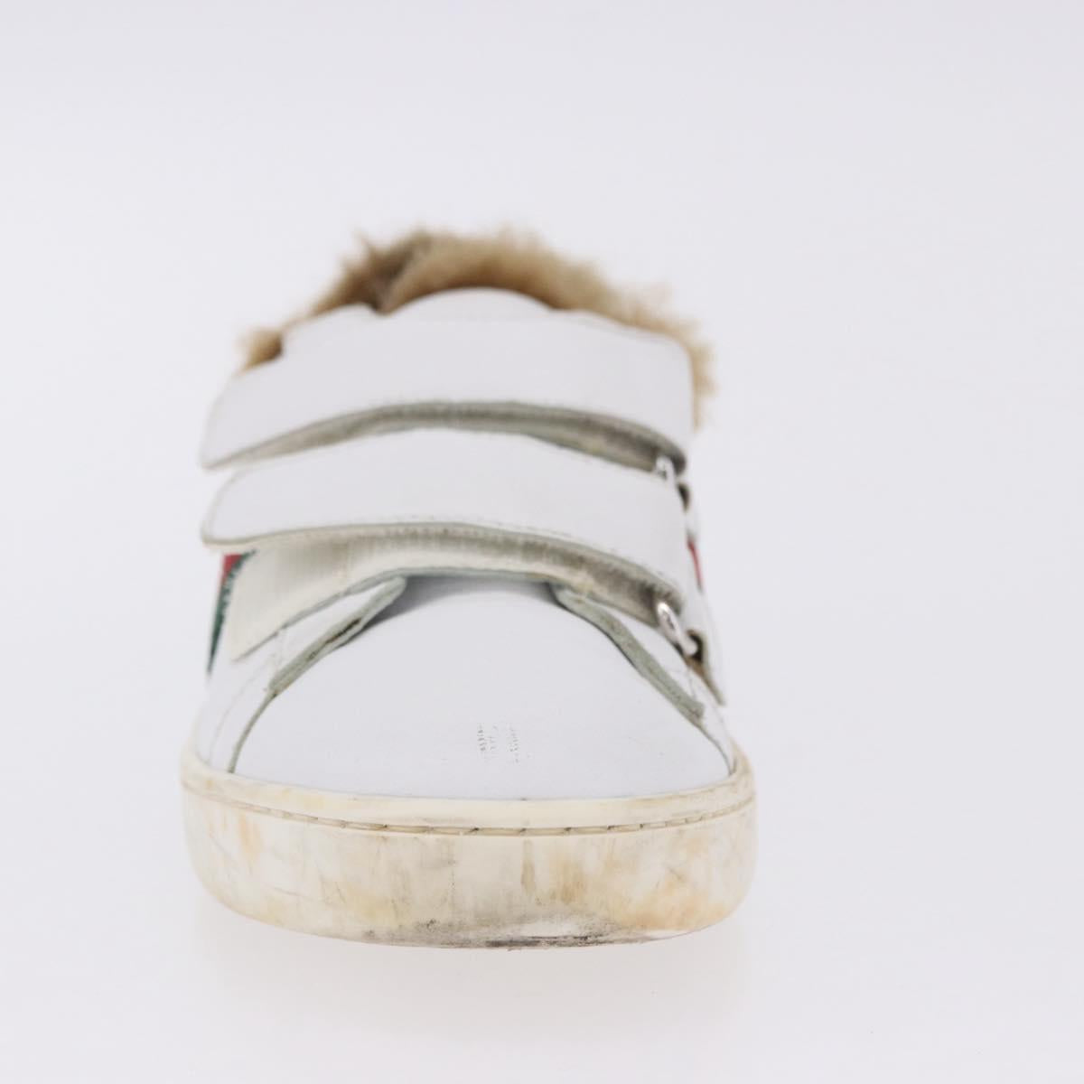 GUCCI Web Sherry Line Kids Shoes Leather White Auth ar14270