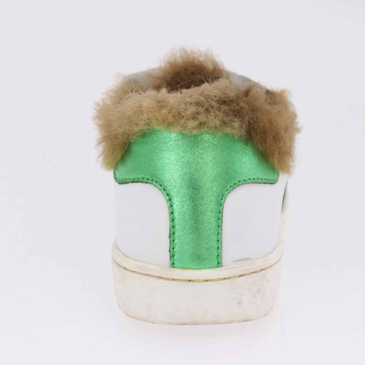 GUCCI Web Sherry Line Kids Shoes Leather White Auth ar14270