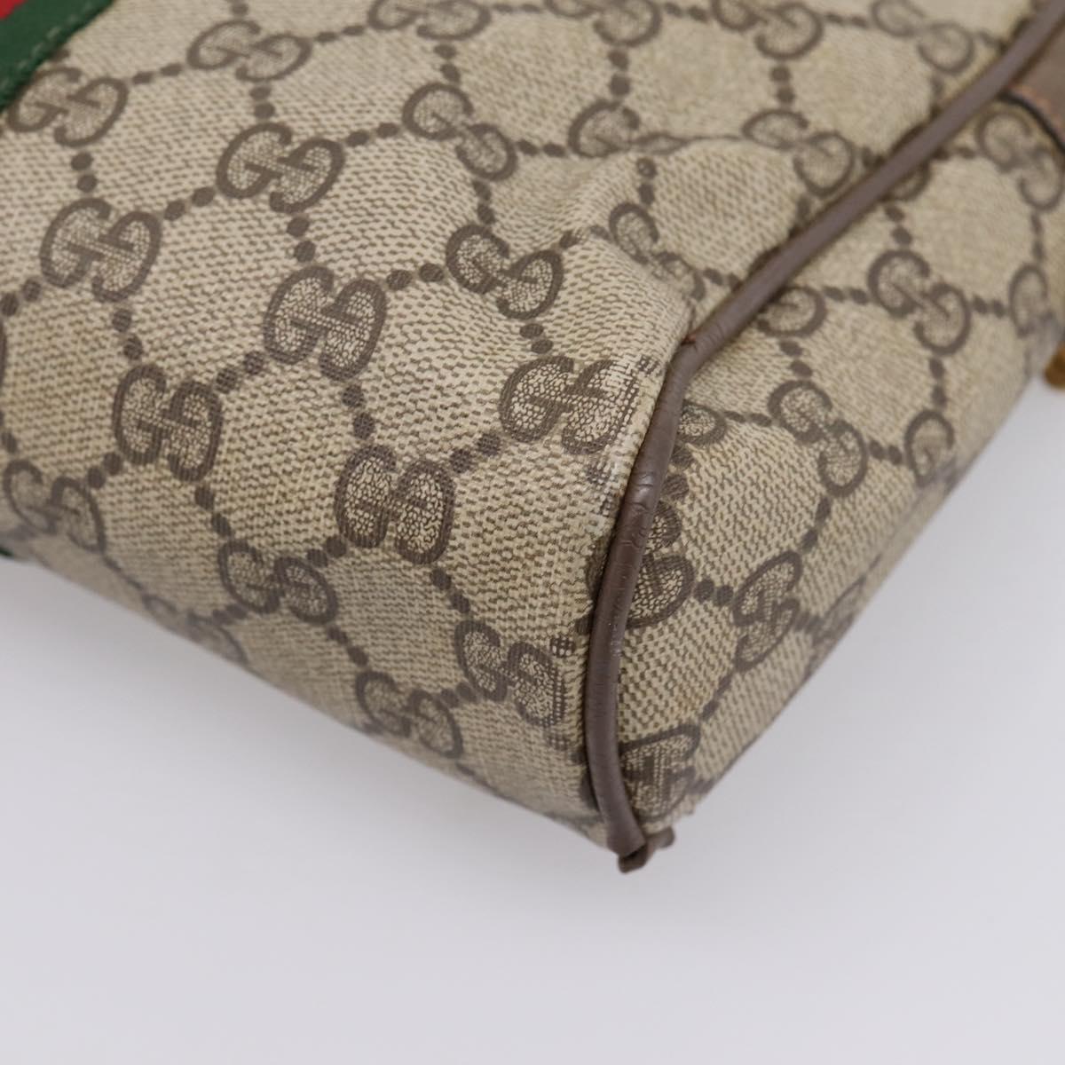 GUCCI GG Supreme Web Sherry Line Bag PVC Beige Gold 63 01 012 Auth ar14278