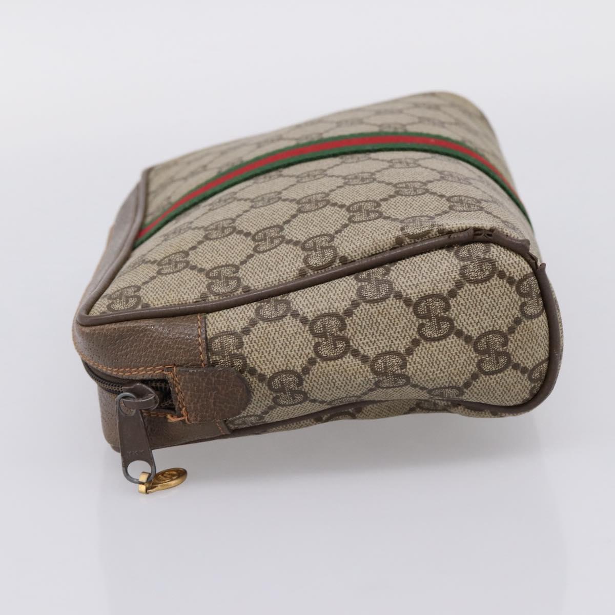 GUCCI GG Supreme Web Sherry Line Bag PVC Beige Gold 63 01 012 Auth ar14278