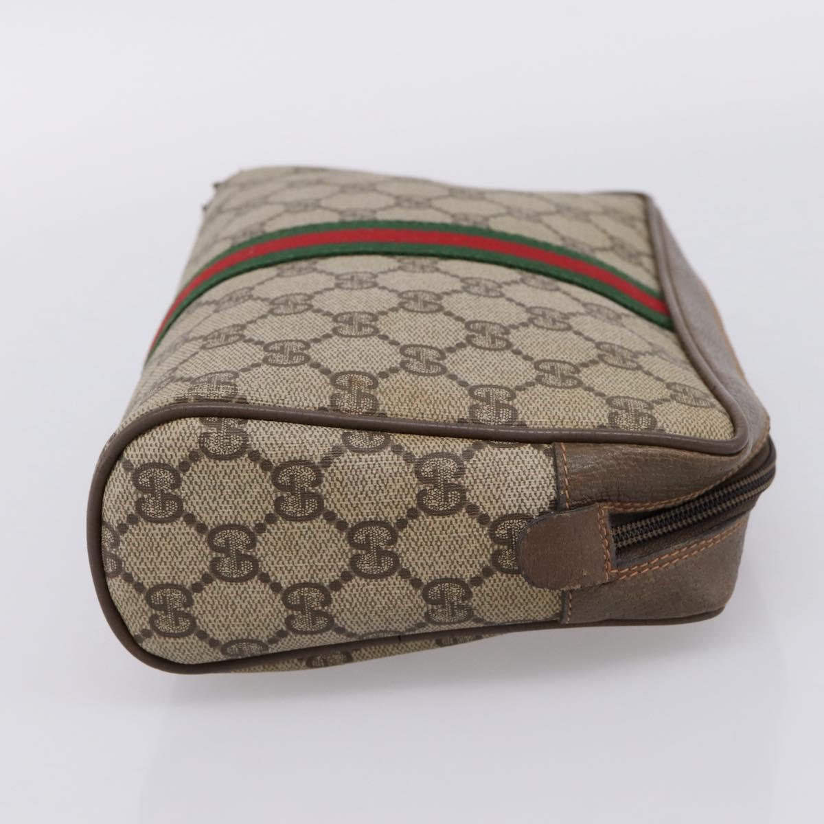GUCCI GG Supreme Web Sherry Line Bag PVC Beige Gold 63 01 012 Auth ar14278