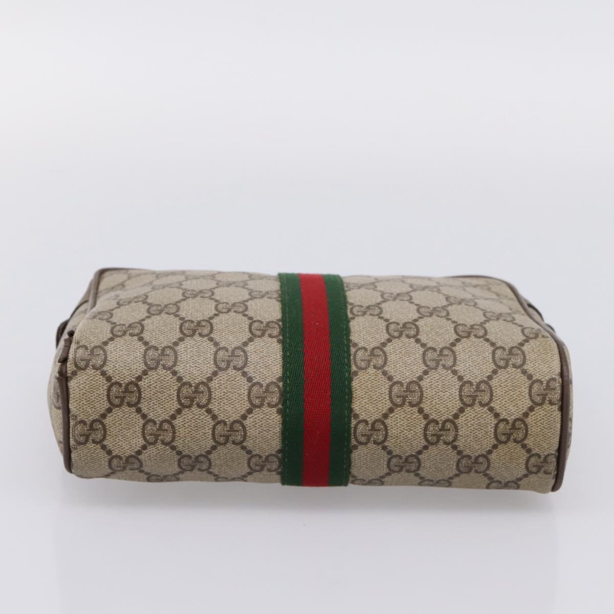 GUCCI GG Supreme Web Sherry Line Bag PVC Beige Gold 63 01 012 Auth ar14278