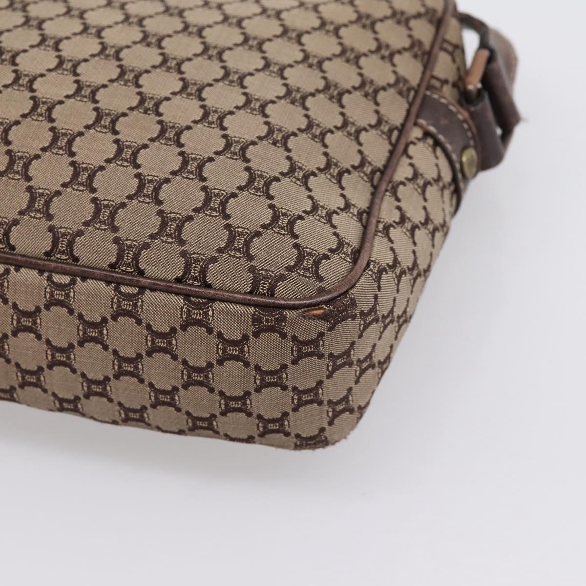 CELINE Macadam Canvas Shoulder Bag Beige Gold Auth ar14284