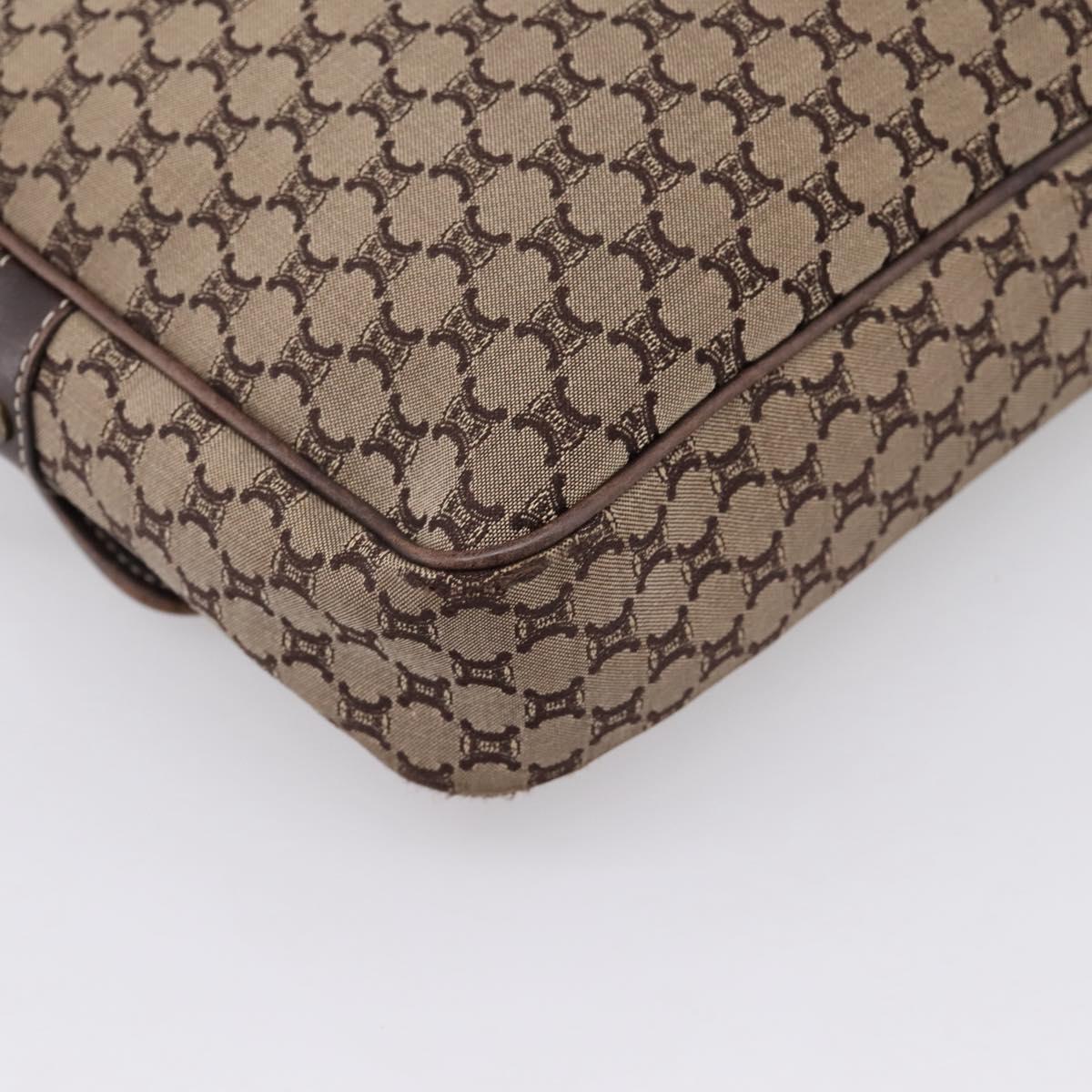 CELINE Macadam Canvas Shoulder Bag Beige Gold Auth ar14284
