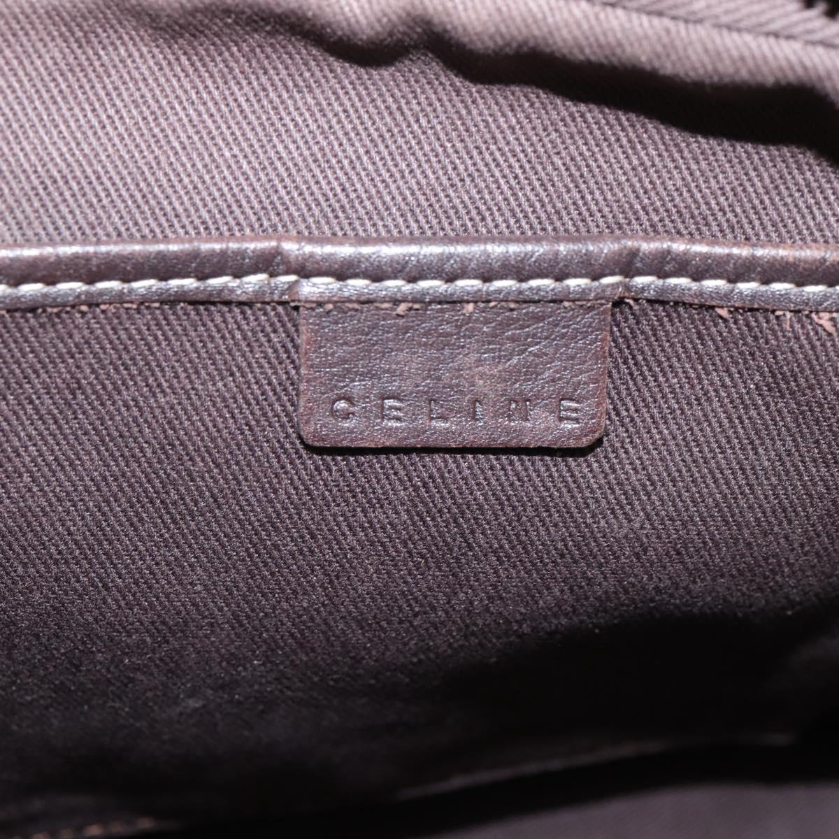 CELINE Macadam Canvas Shoulder Bag Beige Gold Auth ar14284