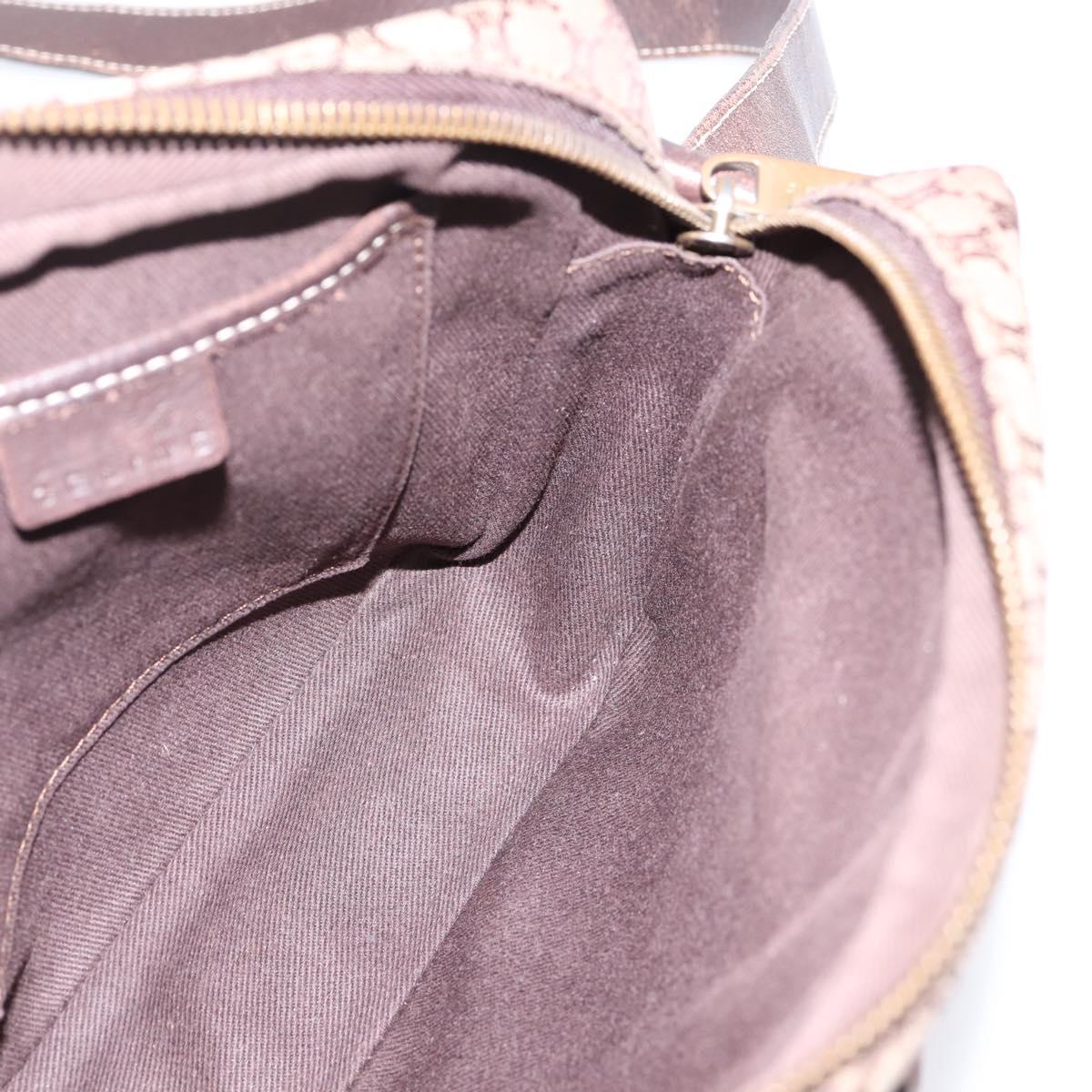 CELINE Macadam Canvas Shoulder Bag Beige Gold Auth ar14284