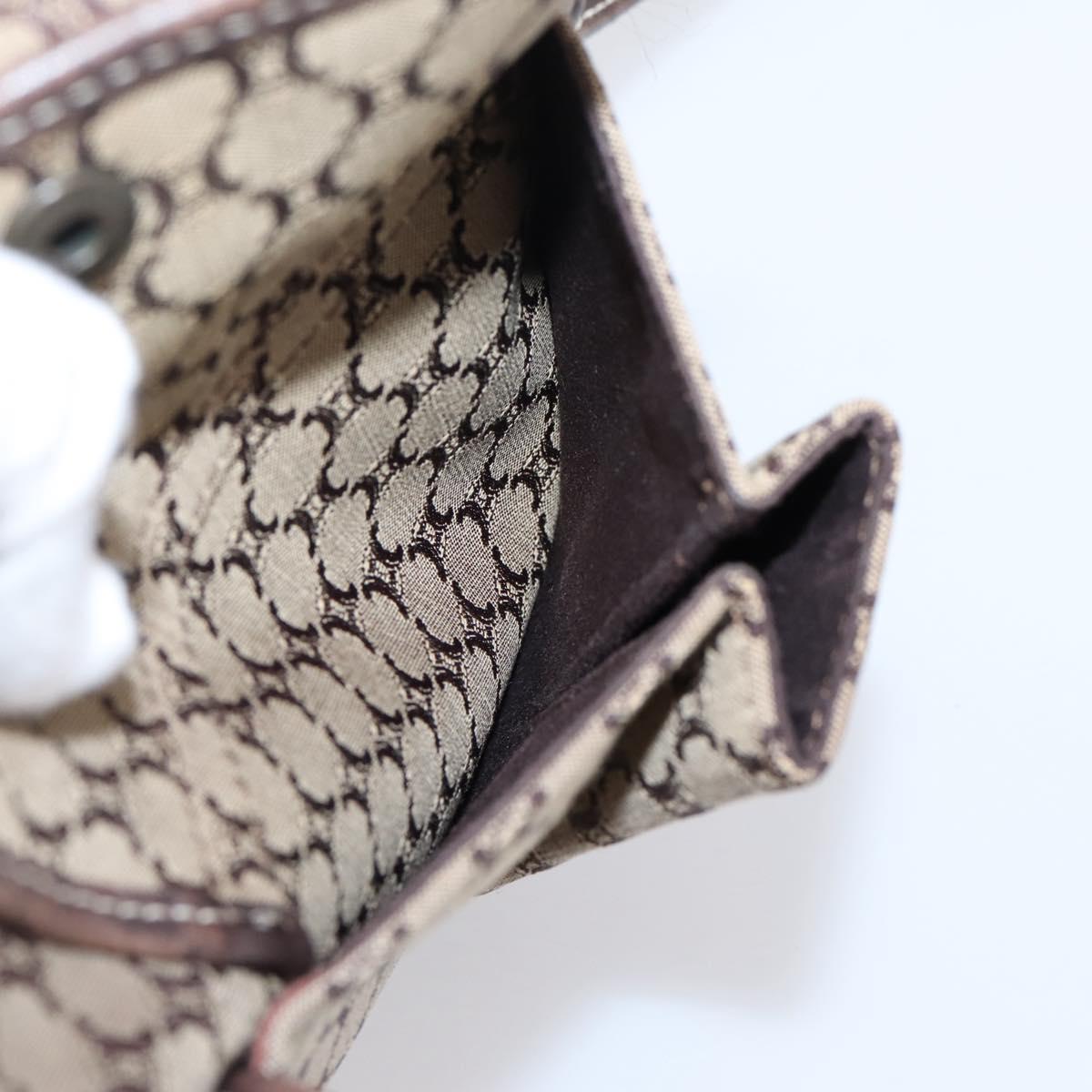 CELINE Macadam Canvas Shoulder Bag Beige Gold Auth ar14284