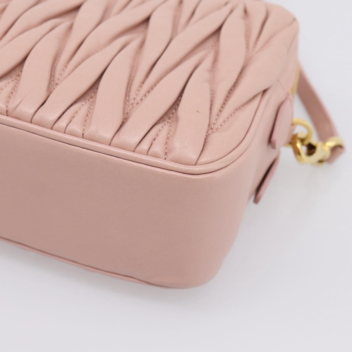 Miu Miu Matelasse Shoulder Bag Leather Pink Gold Auth ar14289M