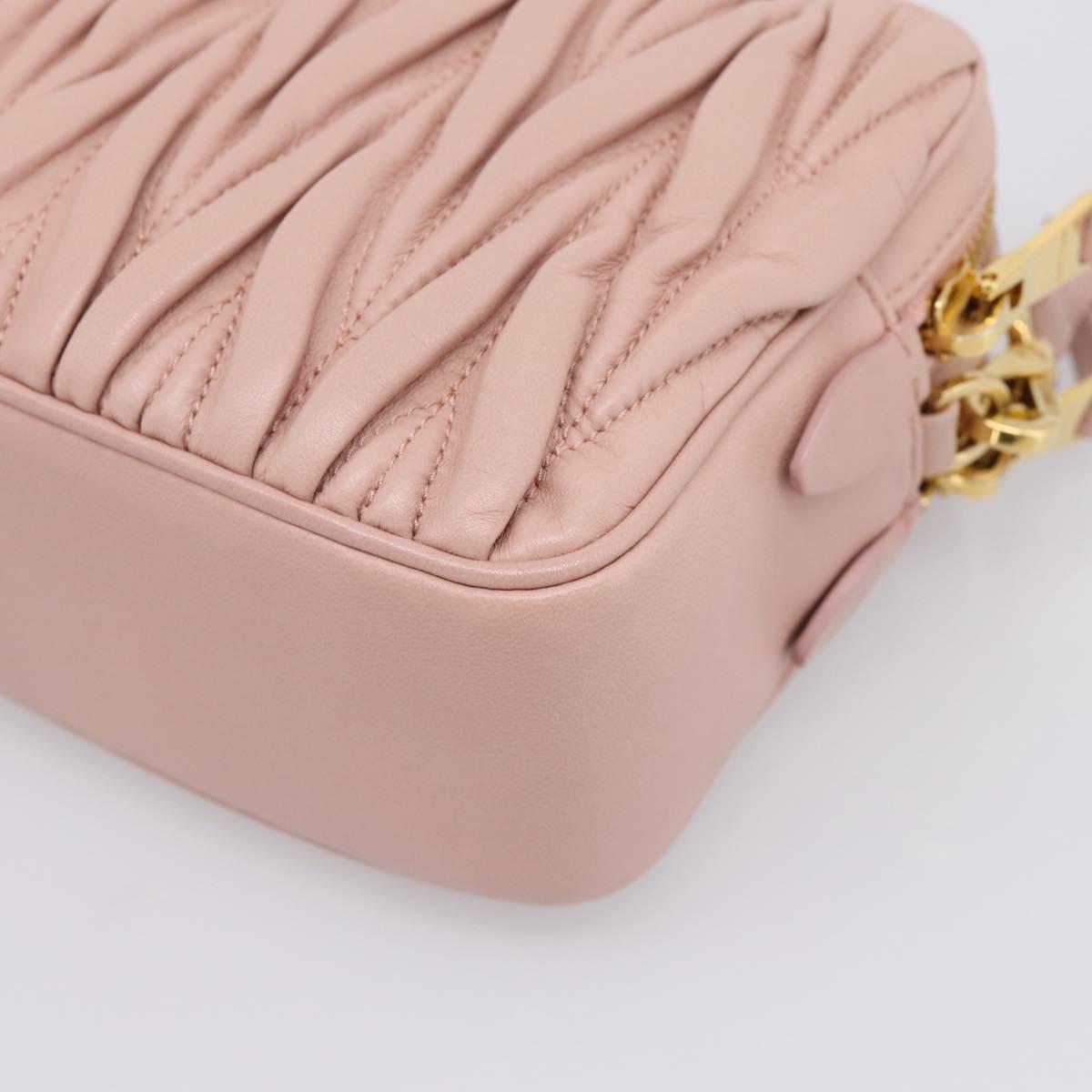Miu Miu Matelasse Shoulder Bag Leather Pink Gold Auth ar14289M