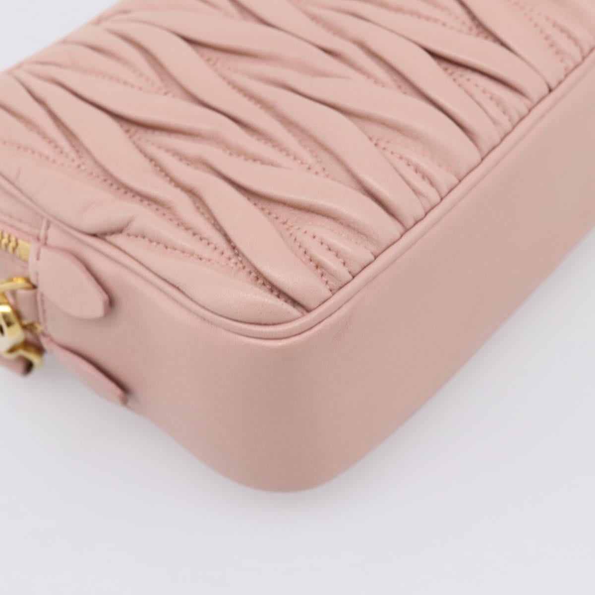 Miu Miu Matelasse Shoulder Bag Leather Pink Gold Auth ar14289M