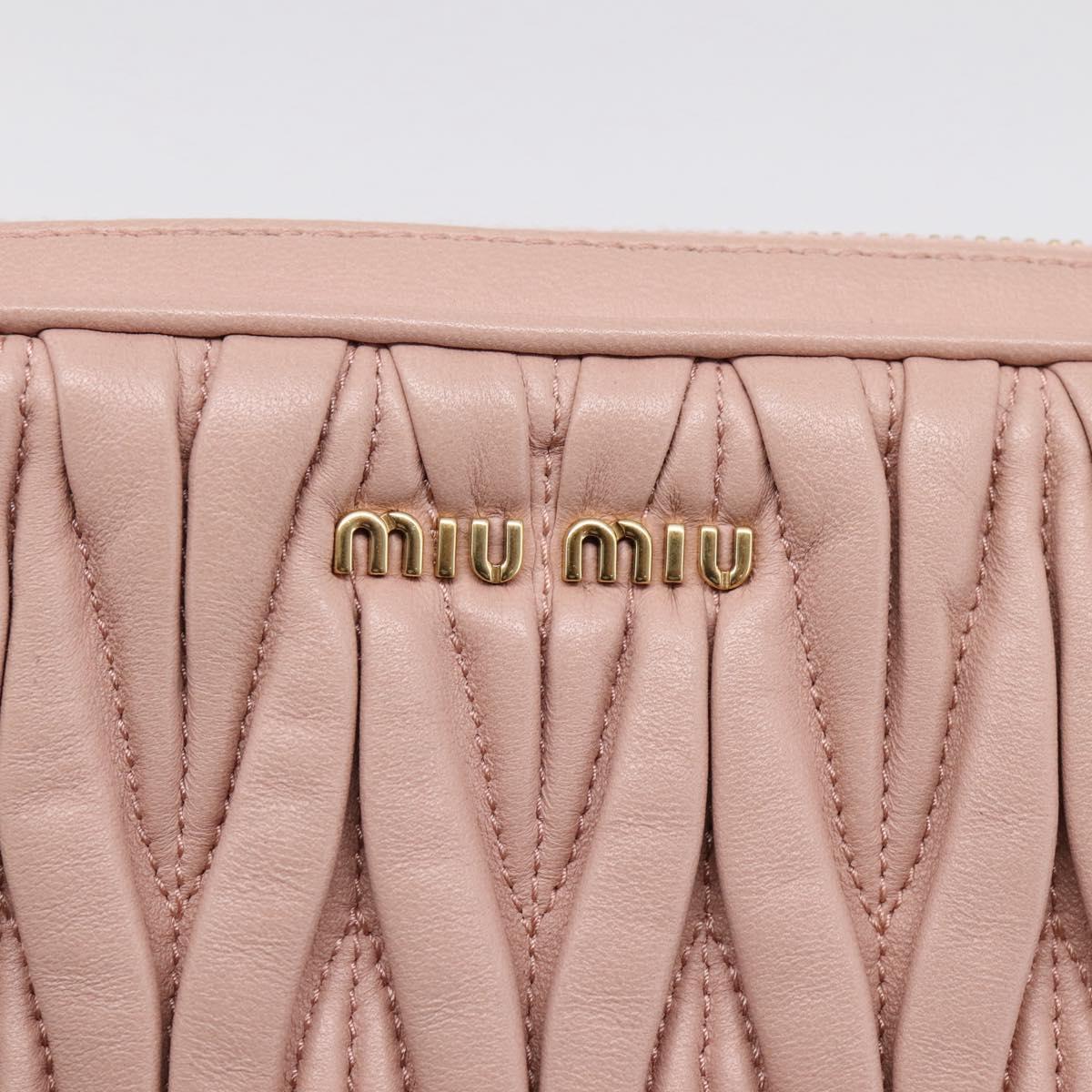 Miu Miu Matelasse Shoulder Bag Leather Pink Gold Auth ar14289M