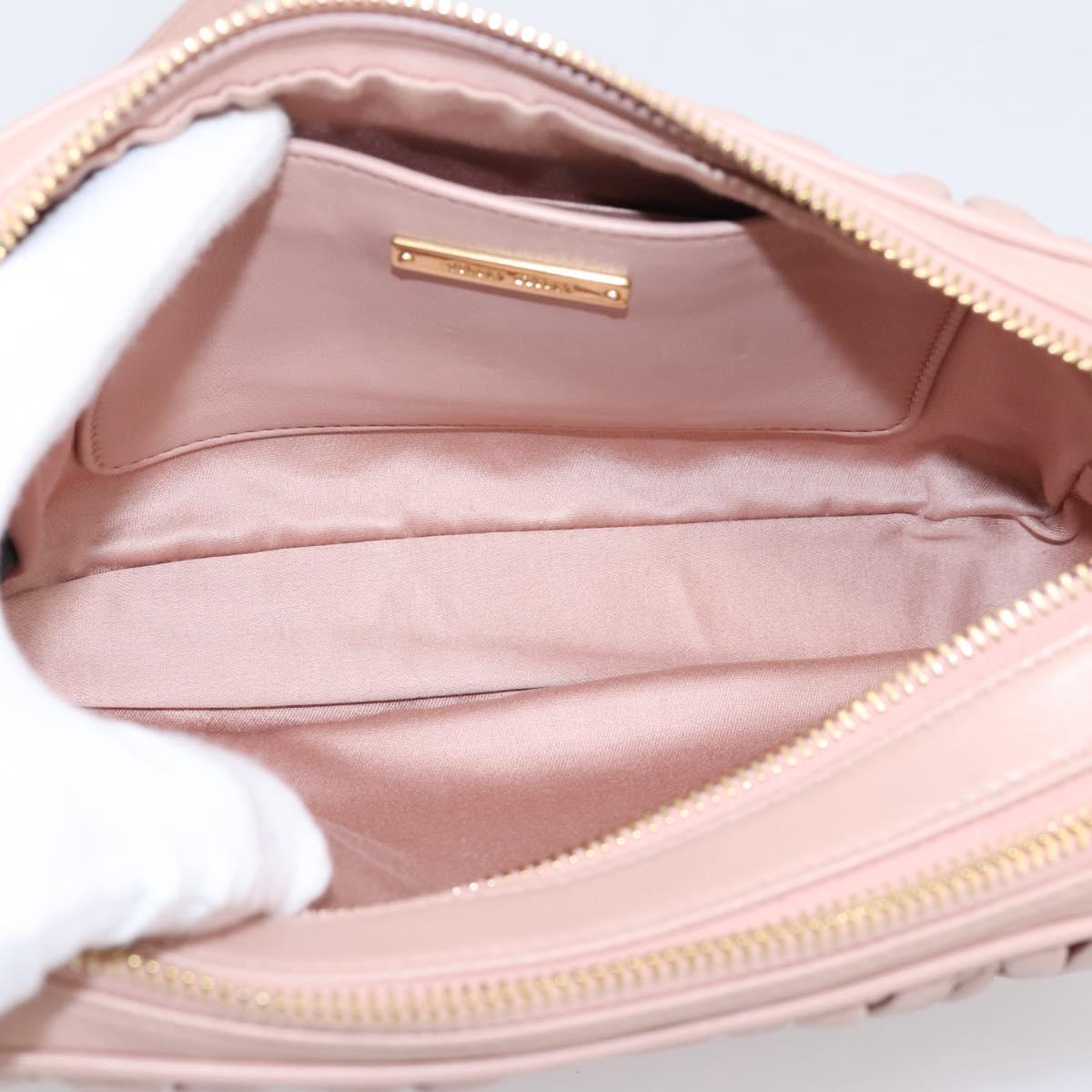 Miu Miu Matelasse Shoulder Bag Leather Pink Gold Auth ar14289M