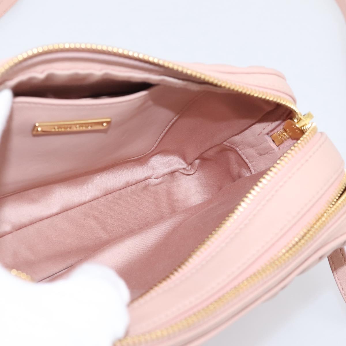 Miu Miu Matelasse Shoulder Bag Leather Pink Gold Auth ar14289M