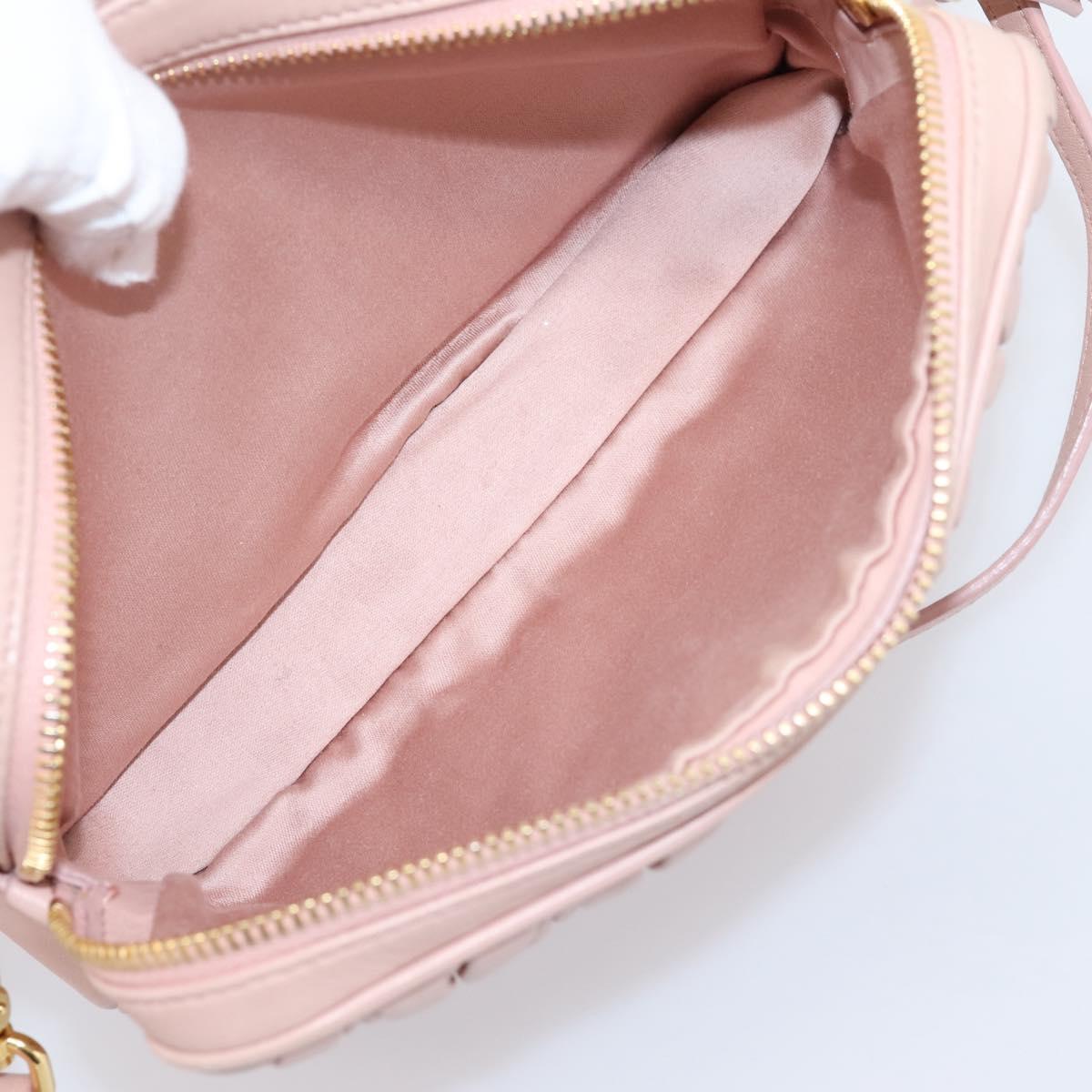 Miu Miu Matelasse Shoulder Bag Leather Pink Gold Auth ar14289M